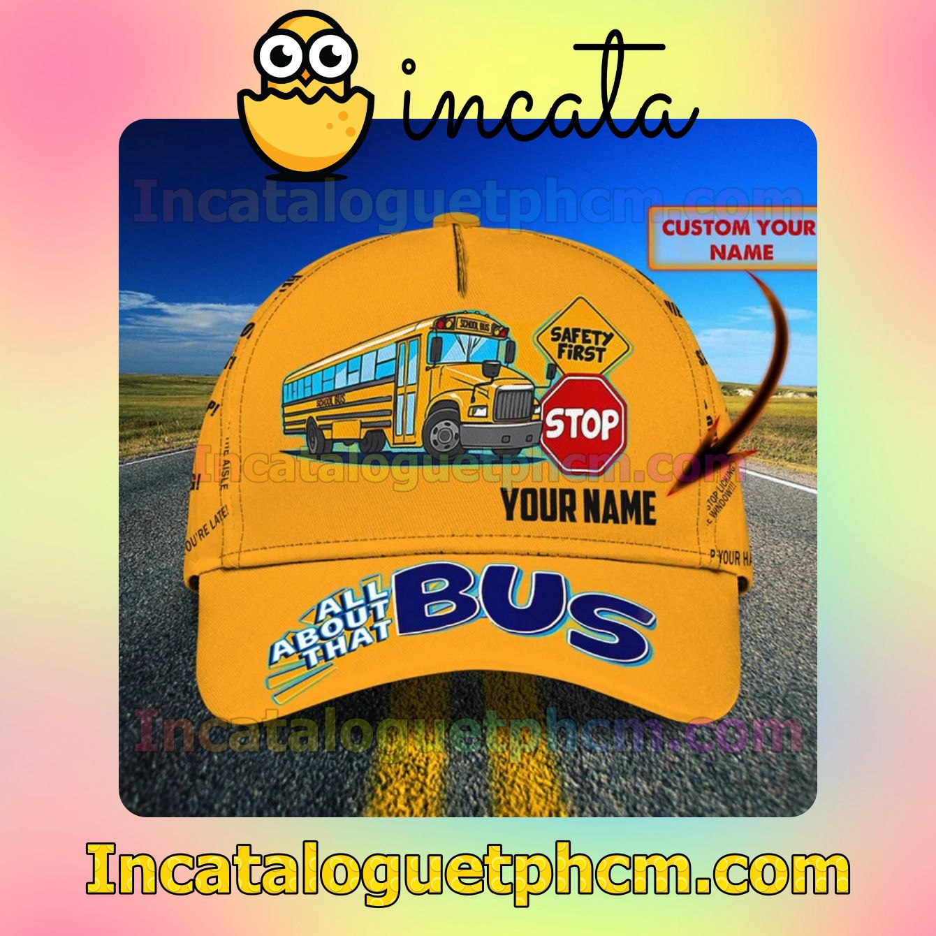 Free Personalized School Bus All About That Bus Classic Hat Caps Gift For Men