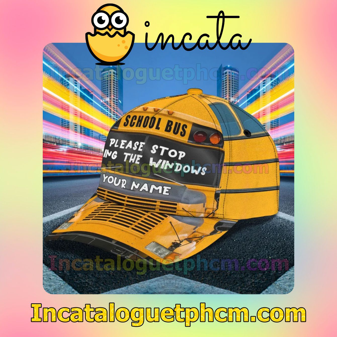 Handmade Personalized School Bus Please Stop Licking The Windows Classic Hat Caps Gift For Men