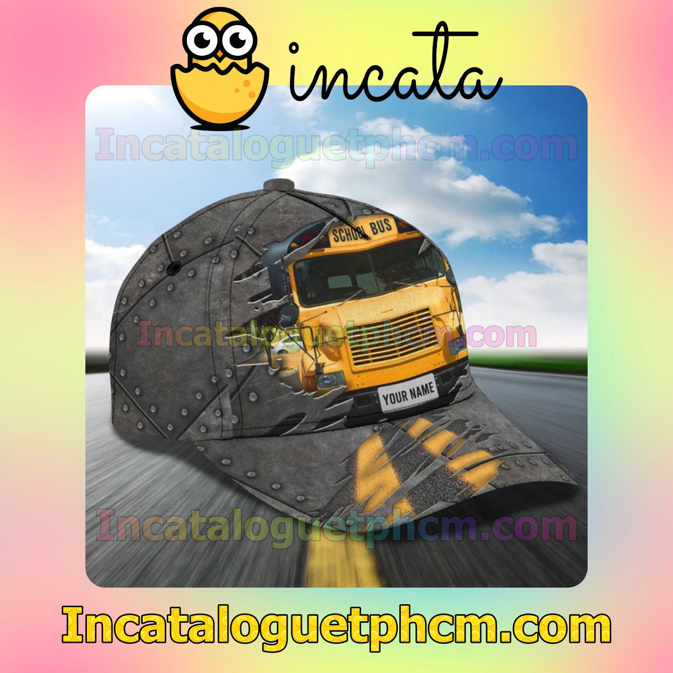 Wonderful Personalized School Bus Torn Ripped Classic Hat Caps Gift For Men
