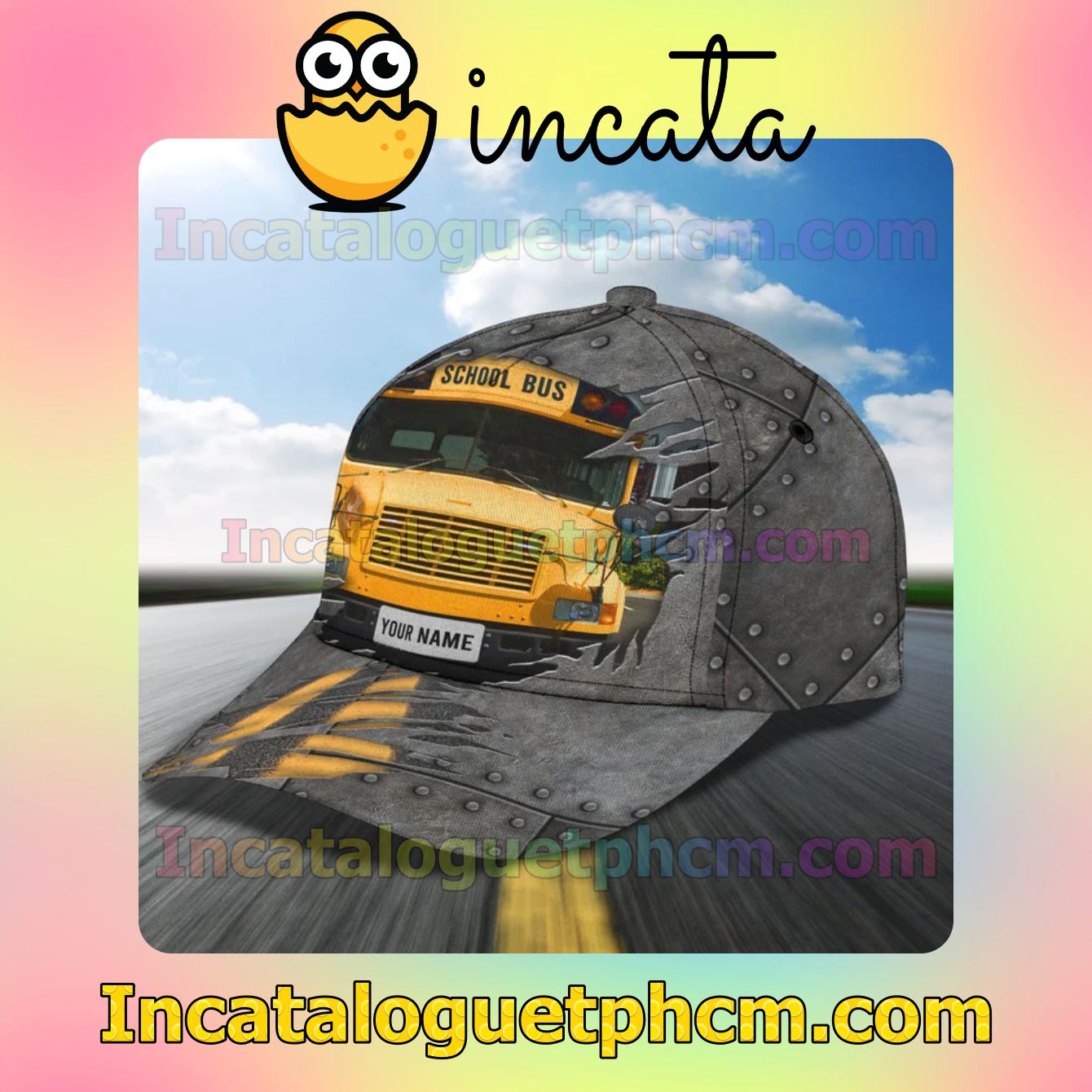 Hot Personalized School Bus Torn Ripped Classic Hat Caps Gift For Men