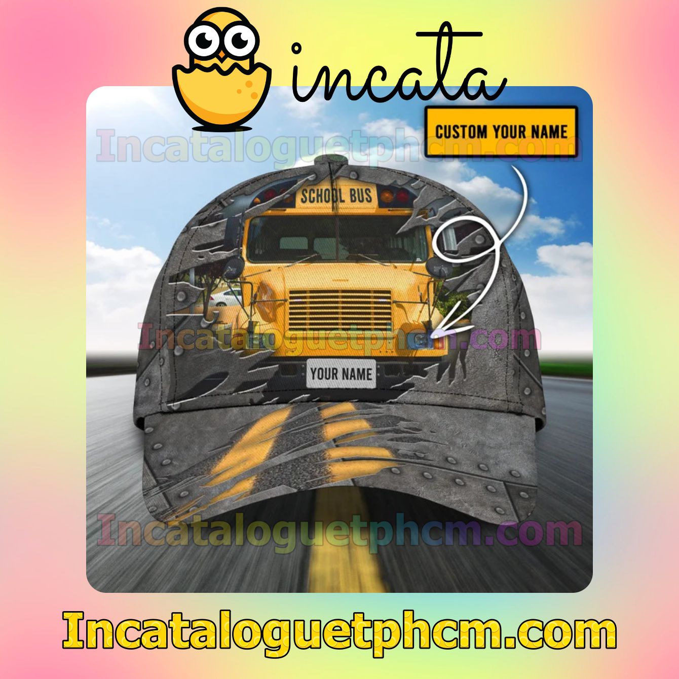 Sale Off Personalized School Bus Torn Ripped Classic Hat Caps Gift For Men