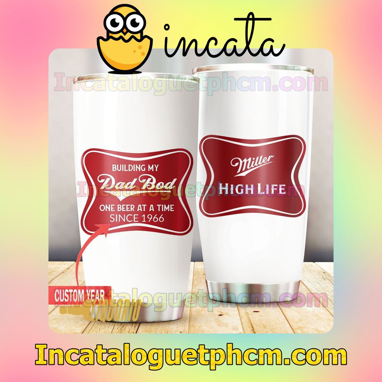 Personalized White Red Miller High Life Tumbler Design Gift For Mom Sister
