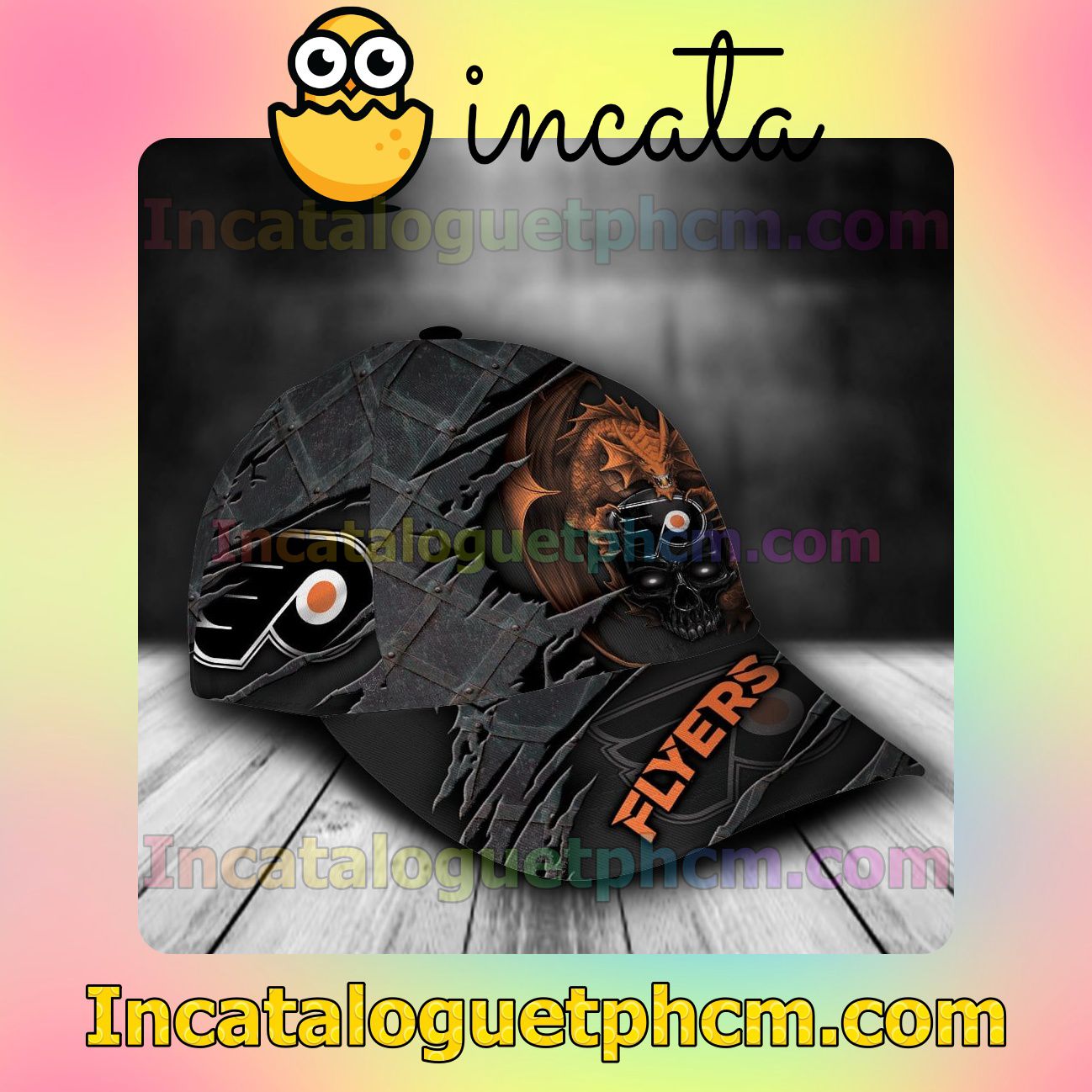 Great Quality Philadelphia Flyers Dragon Crack 3D NHL Customized Hat Caps