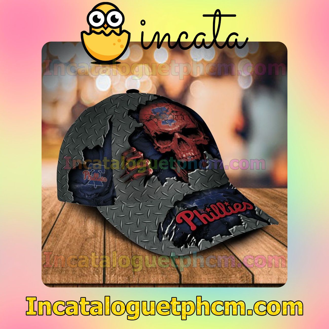 US Shop Philadelphia Phillies Skull MLB Customized Hat Caps