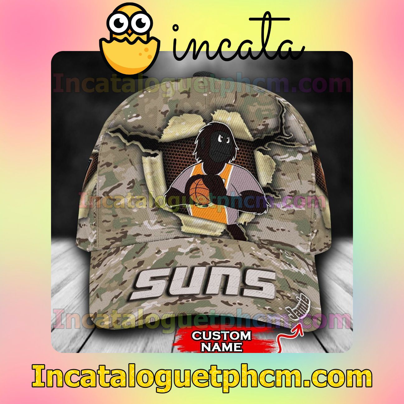 Phoenix Suns Camo Mascot NBA Customized Hat Caps
