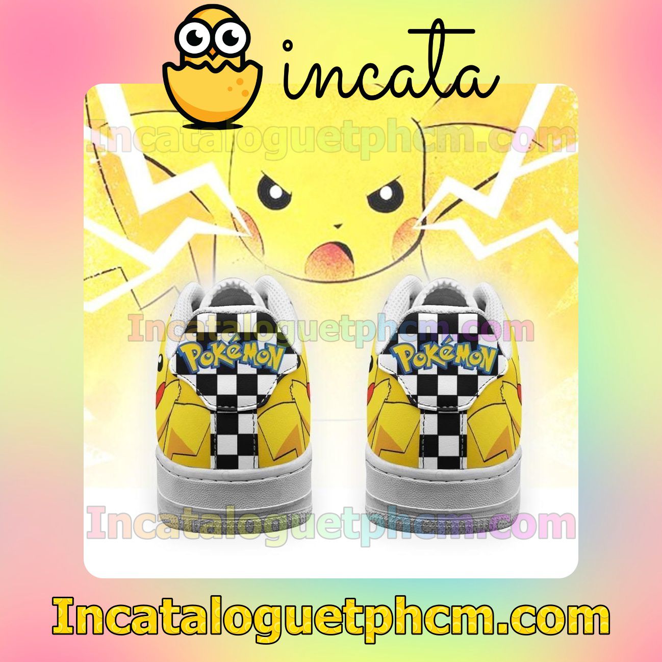Amazing Pikachu Checkerboard Pokemon Nike Low Shoes Sneakers