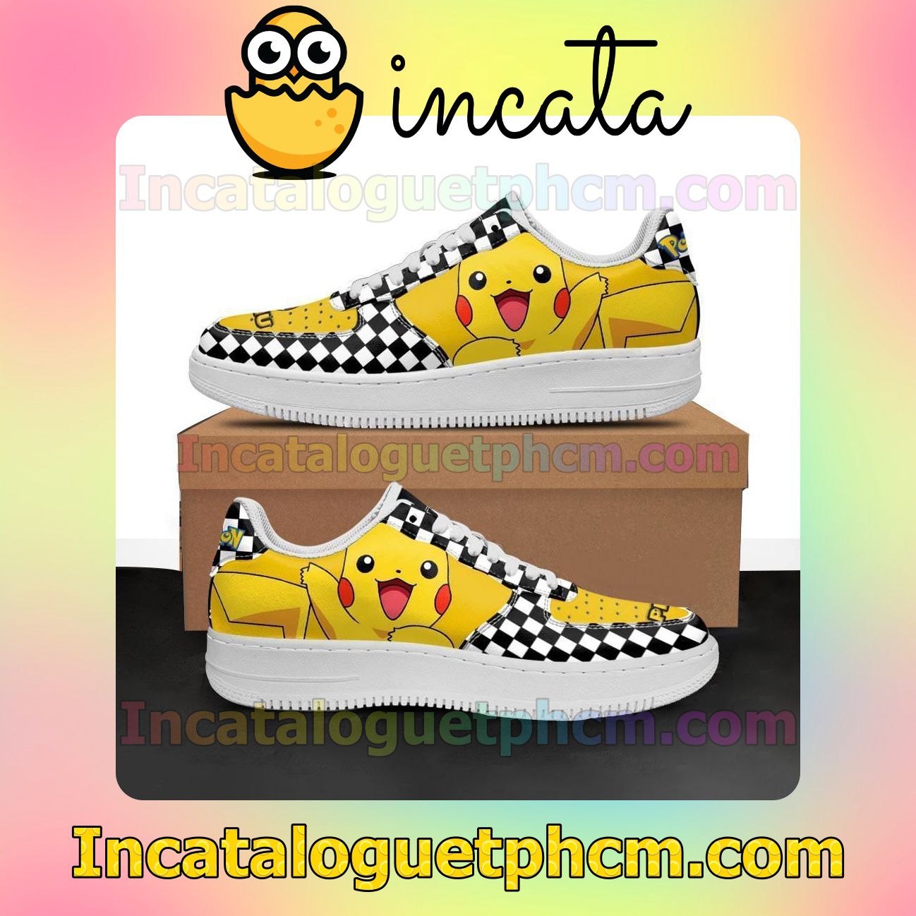 Pikachu Checkerboard Pokemon Nike Low Shoes Sneakers