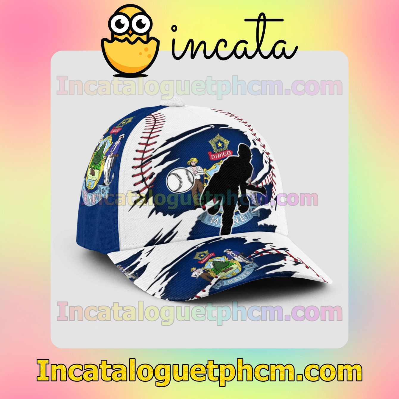 Very Good Quality Pitching Maine Flag Pattern Snapbacks Customized Hat Caps