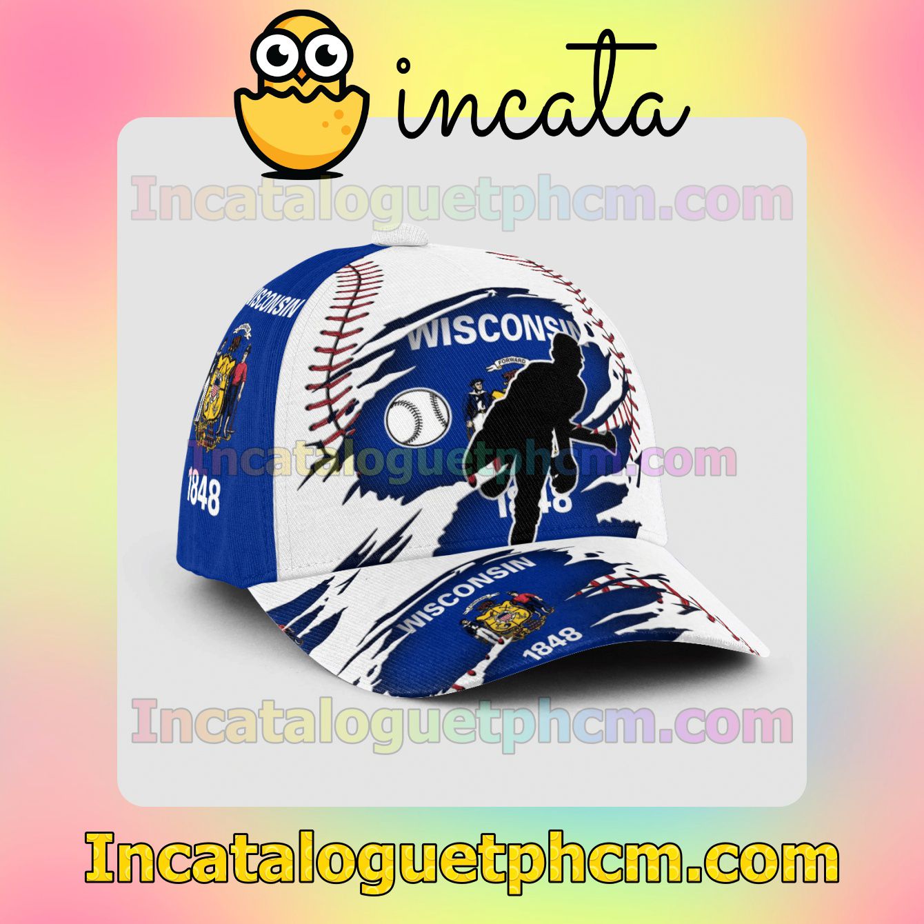 Pitching Wisconsin Flag Pattern Snapbacks Customized Hat Caps