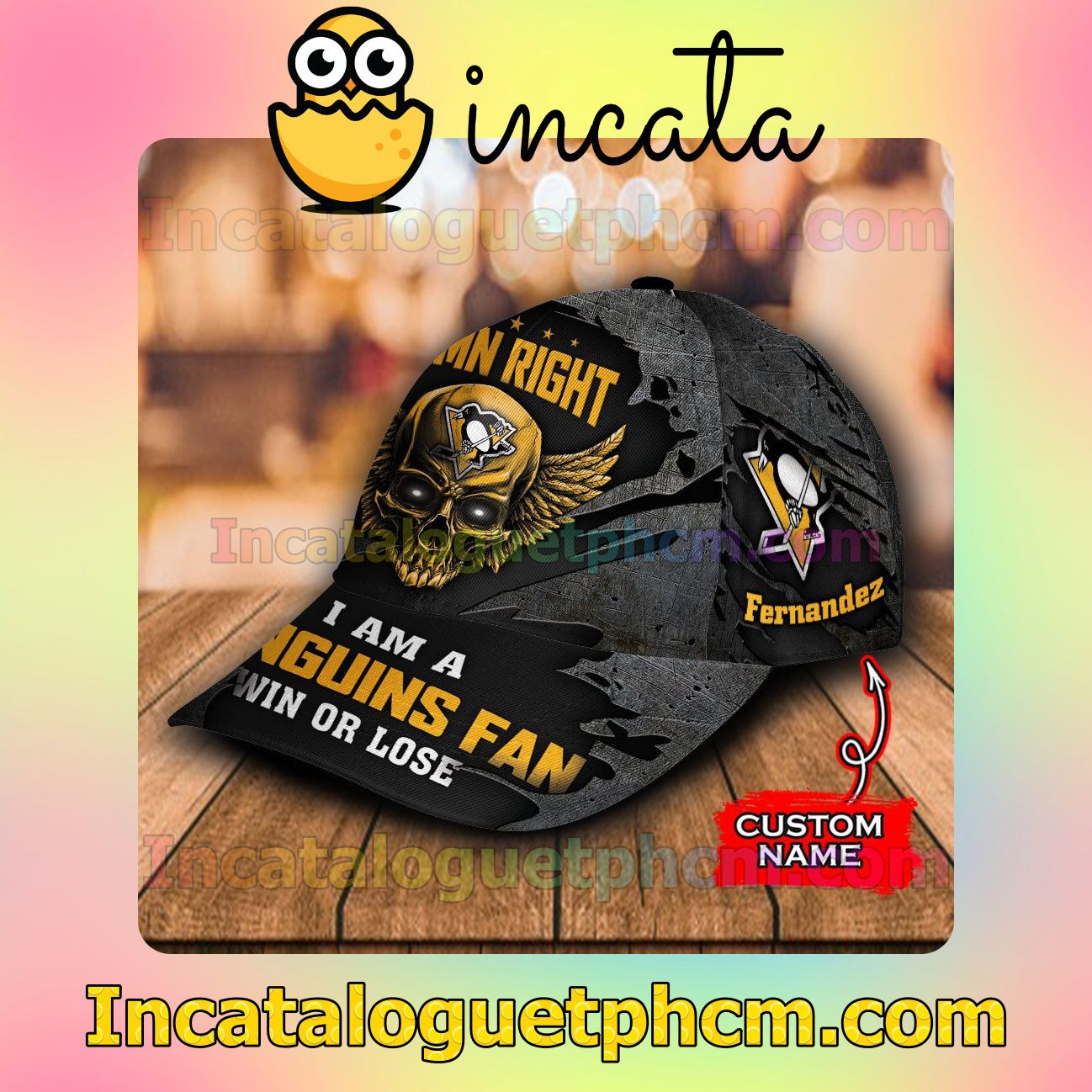 Best Gift Pittsburgh Penguins Skull Damn Right I Am A Fan Win Or Lose NHL Customized Hat Caps