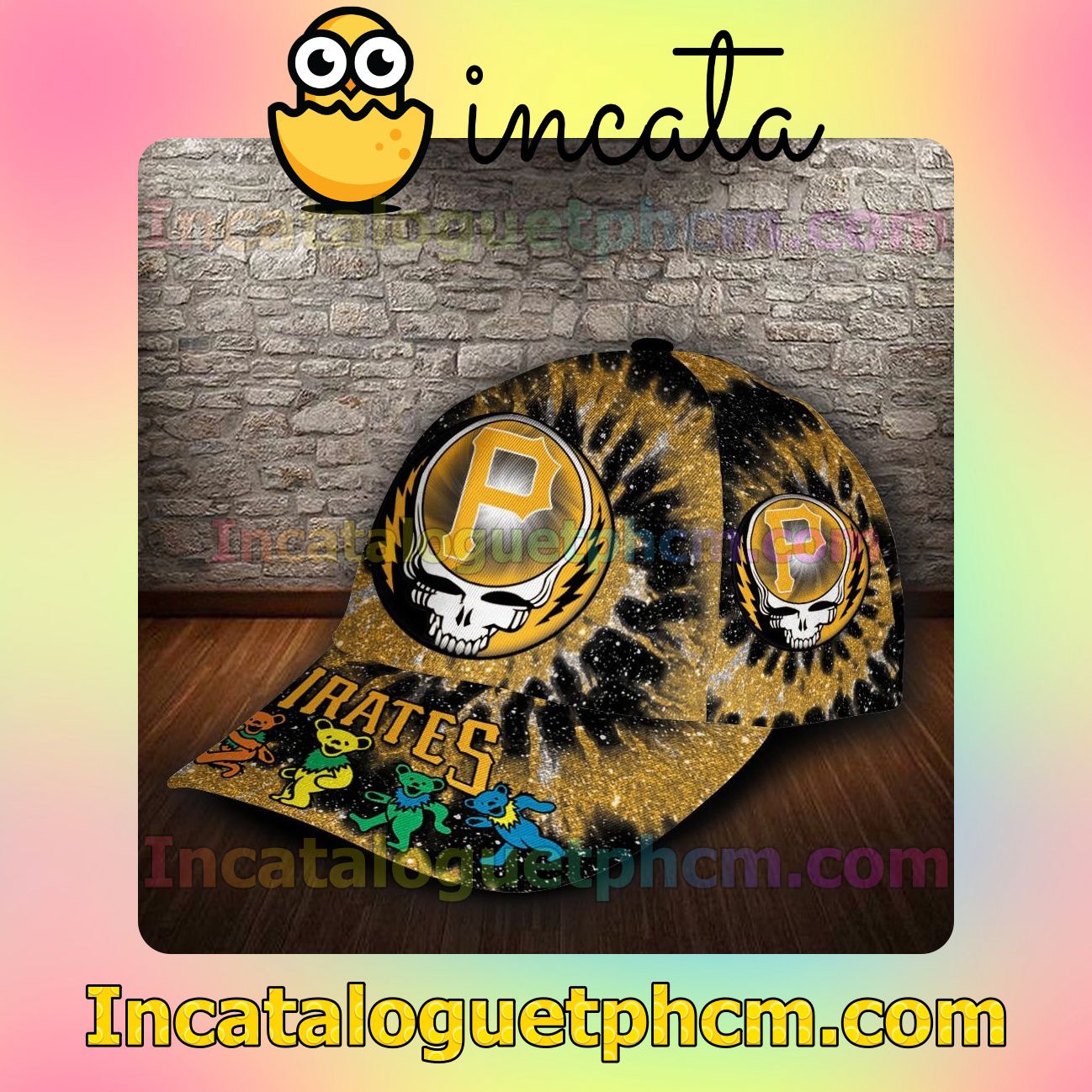 Funny Tee Pittsburgh Pirates & Grateful Dead Band MLB Customized Hat Caps