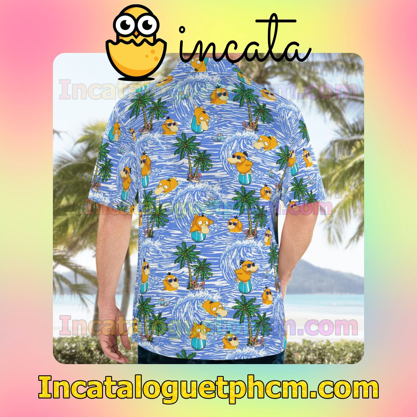 Perfect Psyduck Surfing Short Sleeve Shirts