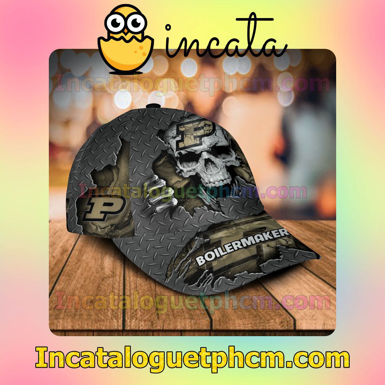  Ships From USA Purdue Boilermakers SKULL NCAA Customized Hat Caps