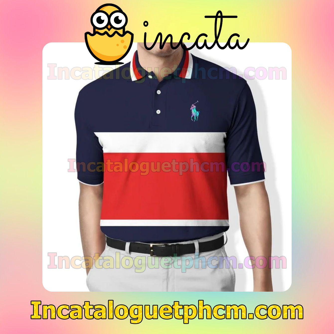 Ralph Lauren Mix Color Navy White And Red Polo Gift For Men Dad