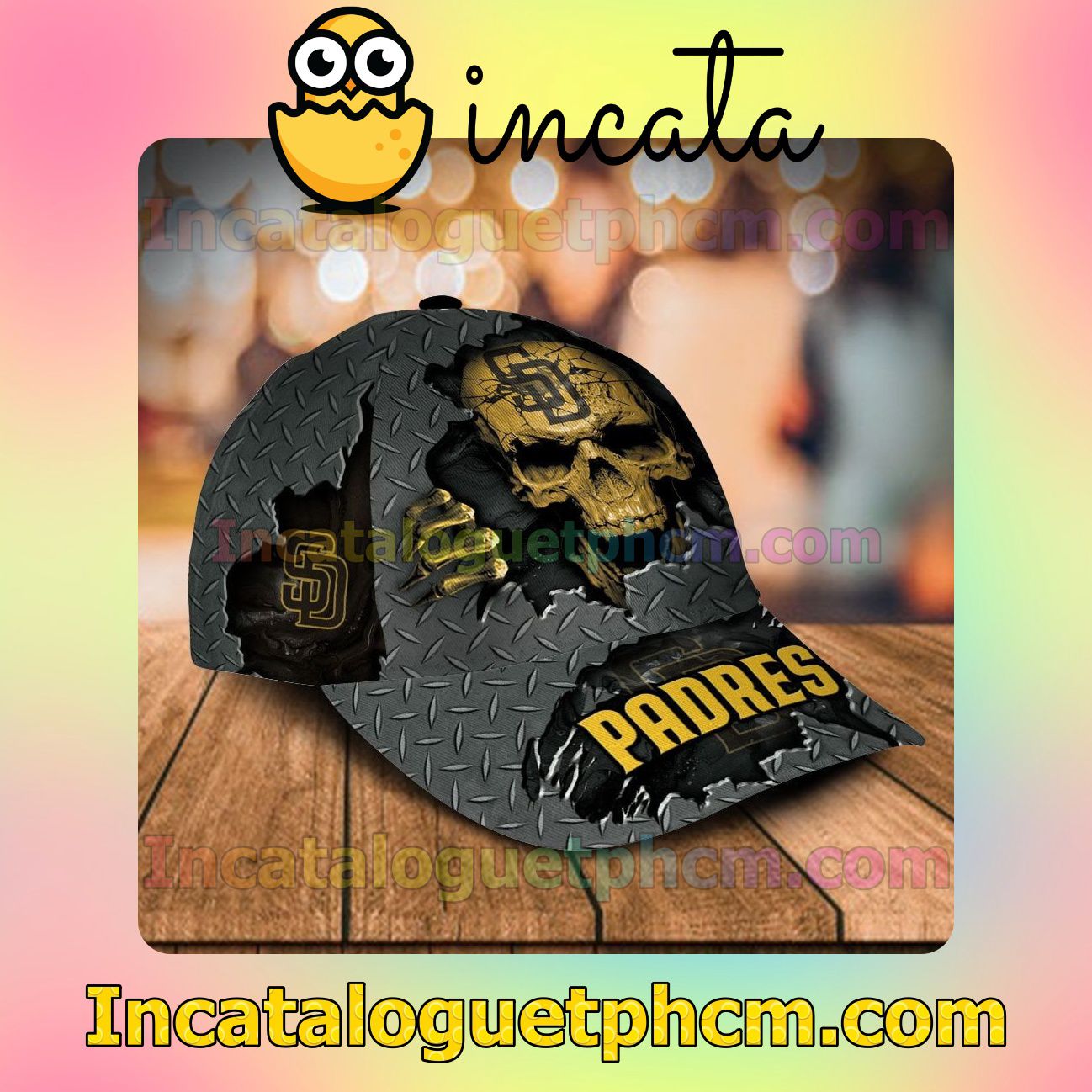 Vibrant San Diego Padres Skull MLB Customized Hat Caps