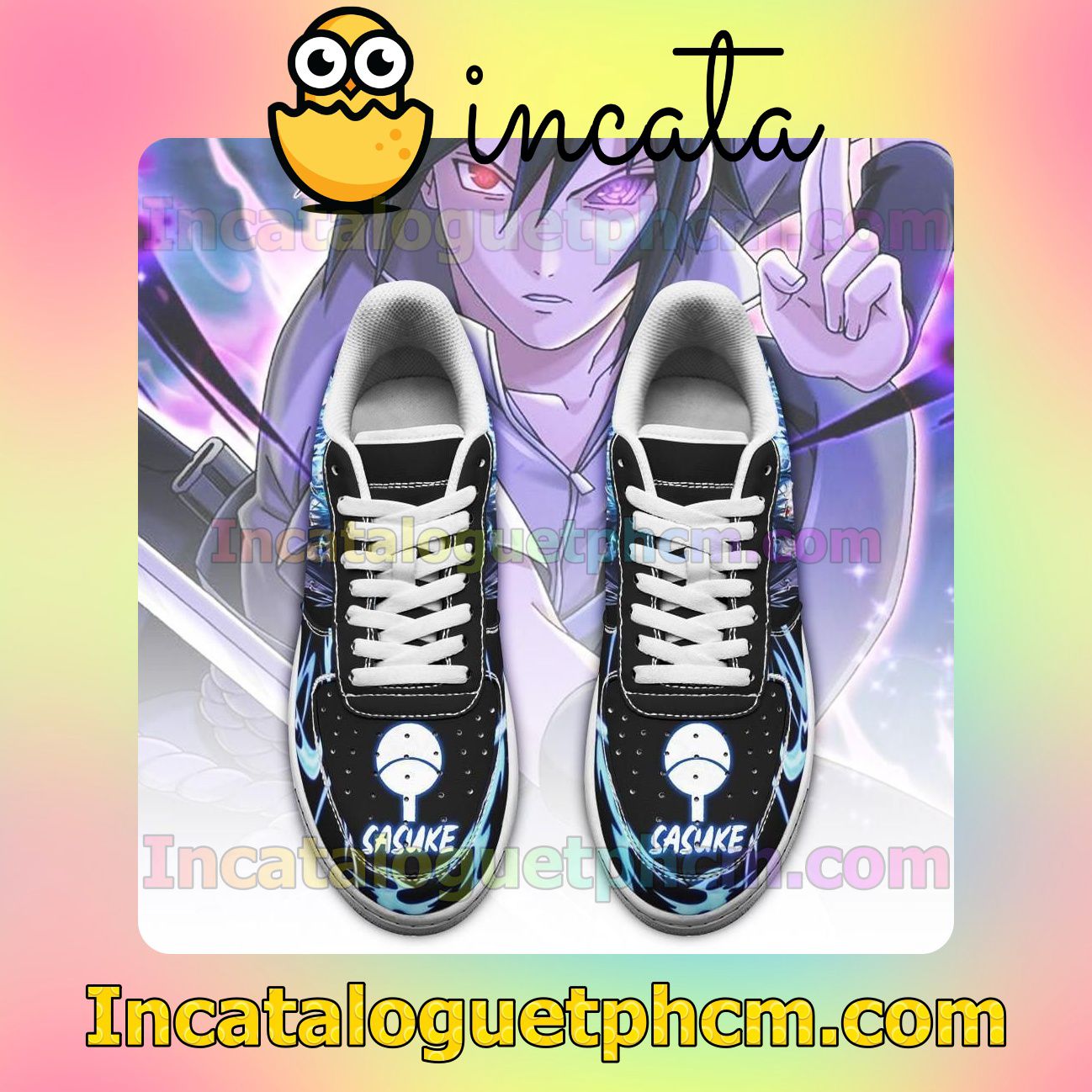 Around Me Sasuke Uchiha Naruto Anime Nike Low Shoes Sneakers
