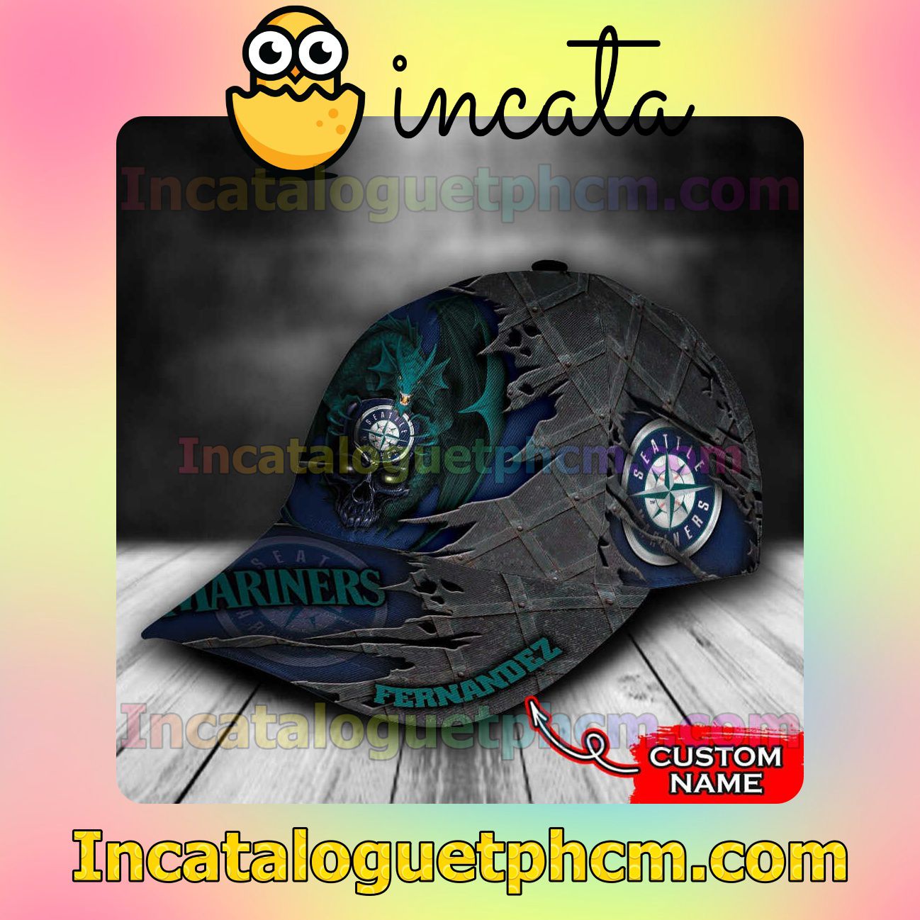 Great artwork! Seattle Mariners Crack 3D MLB Customized Hat Caps
