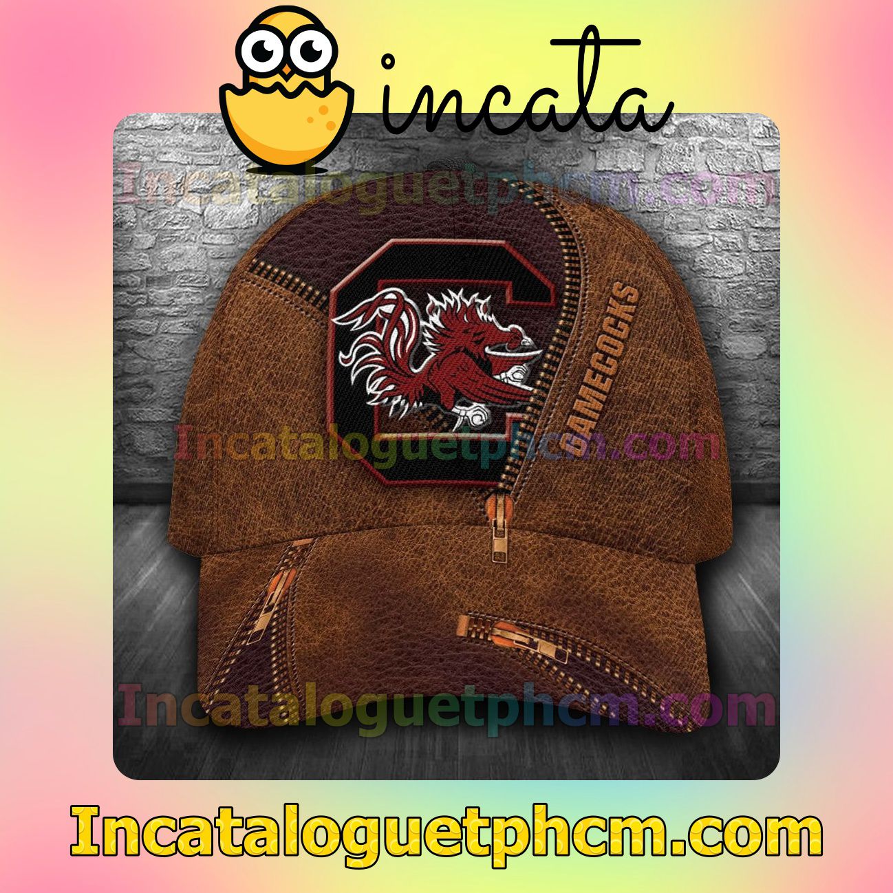 Near me South Carolina Gamecocks Leather Zipper Print Customized Hat Caps