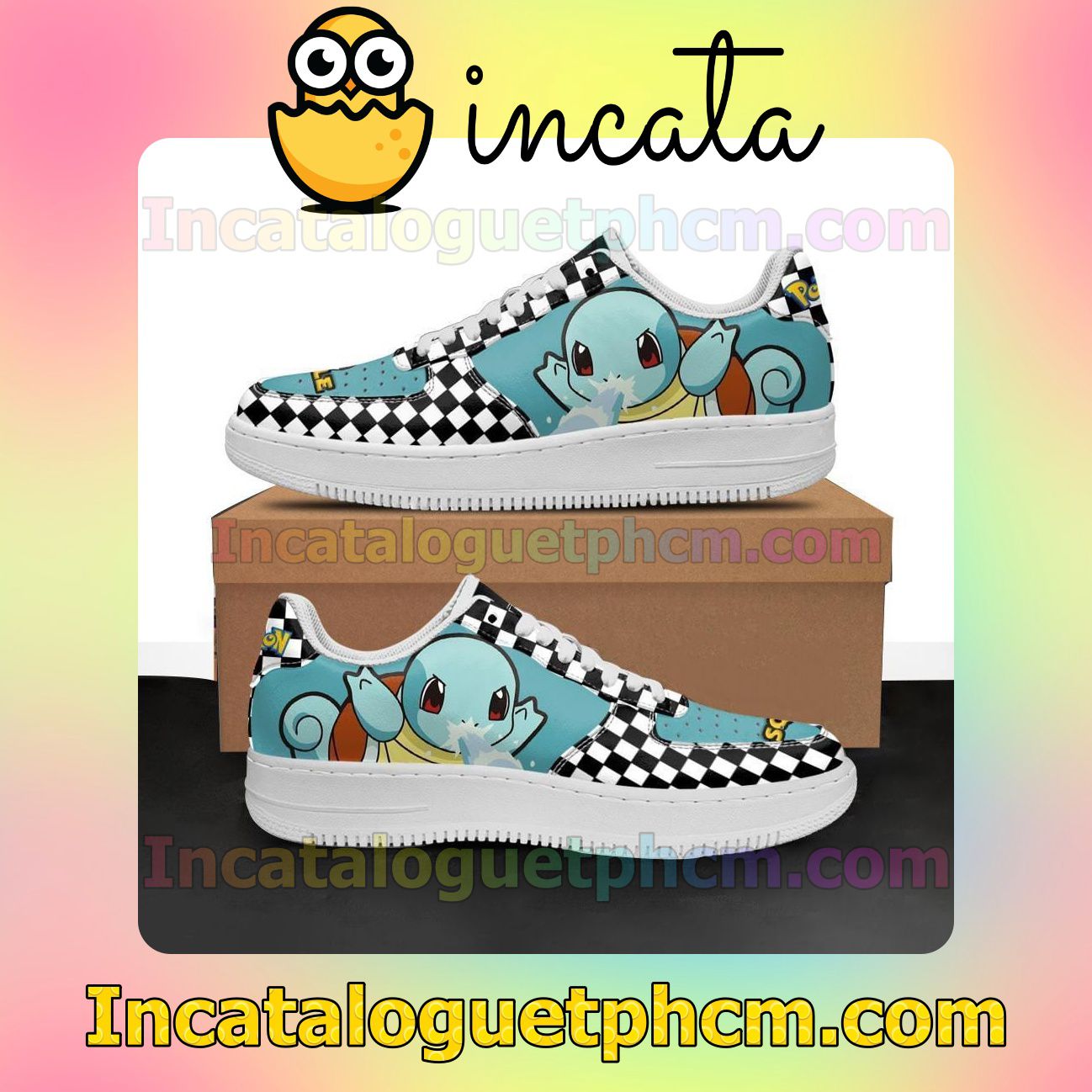 Squirtle Checkerboard Pokemon Nike Low Shoes Sneakers