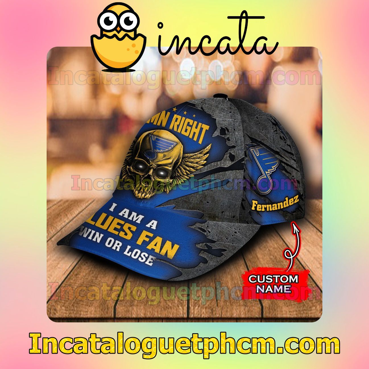 Hot St Louis Blues Skull Damn Right I Am A Fan Win Or Lose NHL Customized Hat Caps