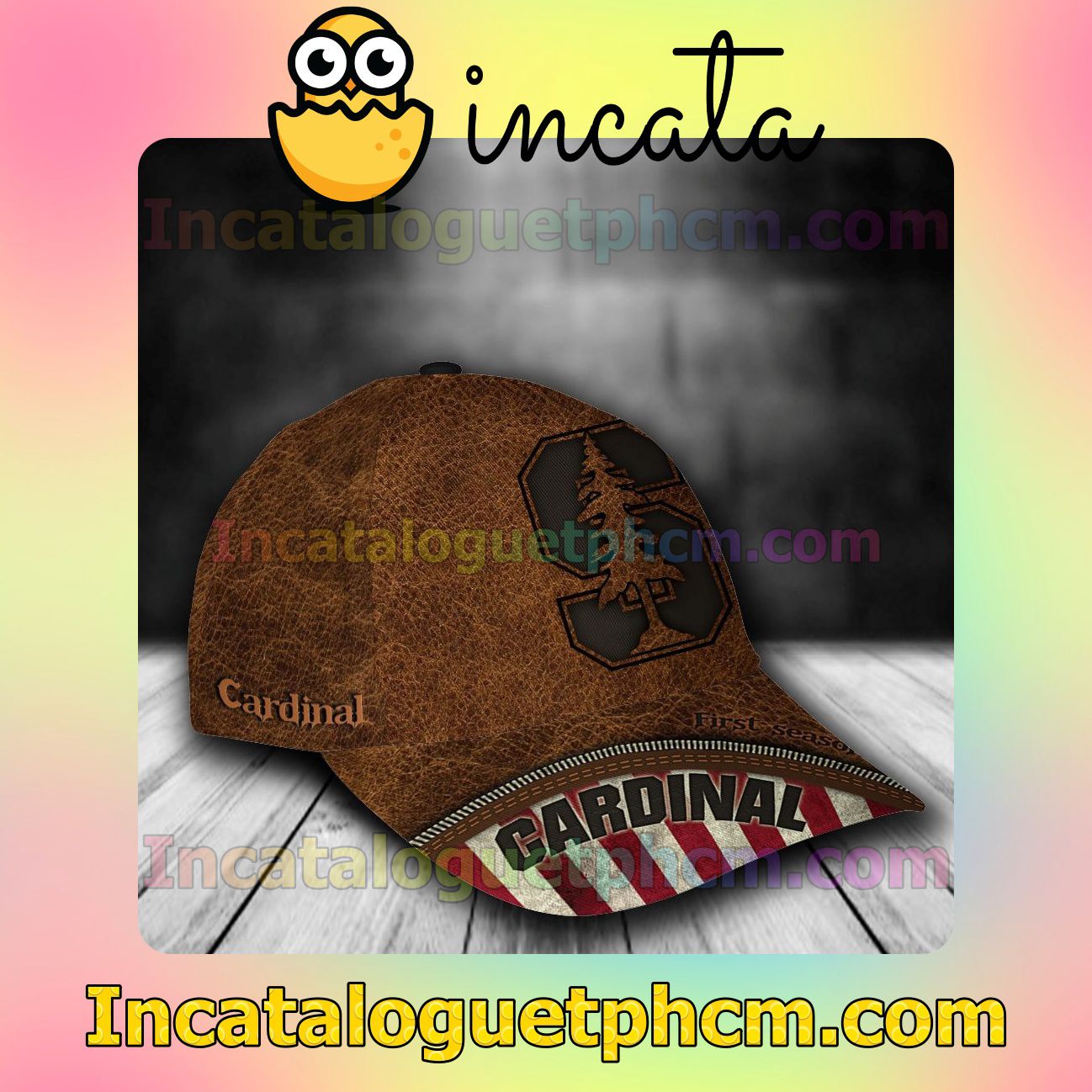 Adorable Stanford Cardinal Leather Zipper Print Customized Hat Caps