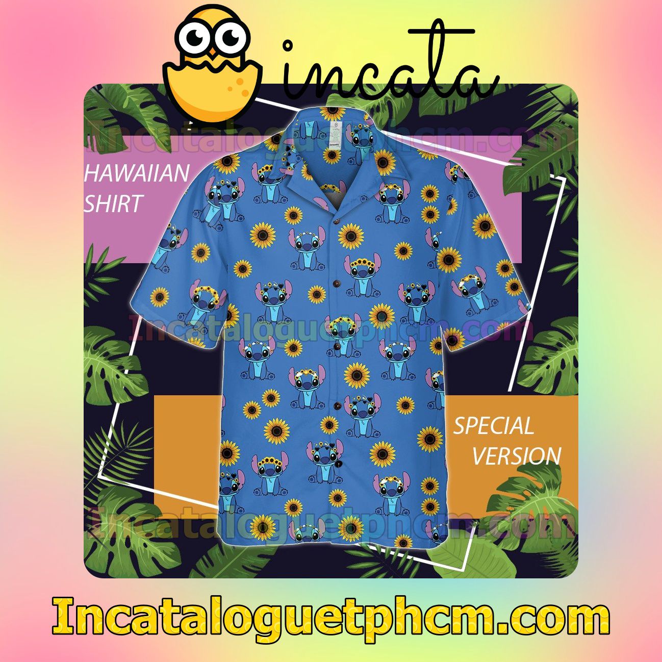 Stitch And Sunflower Unisex Shirts