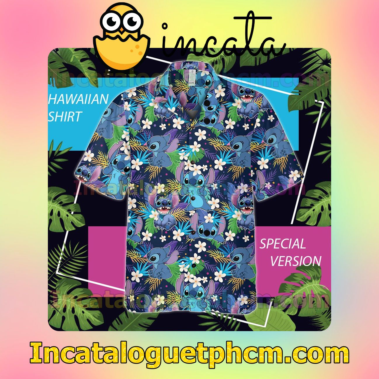 Stitch Tropical Leaves Unisex Shirts