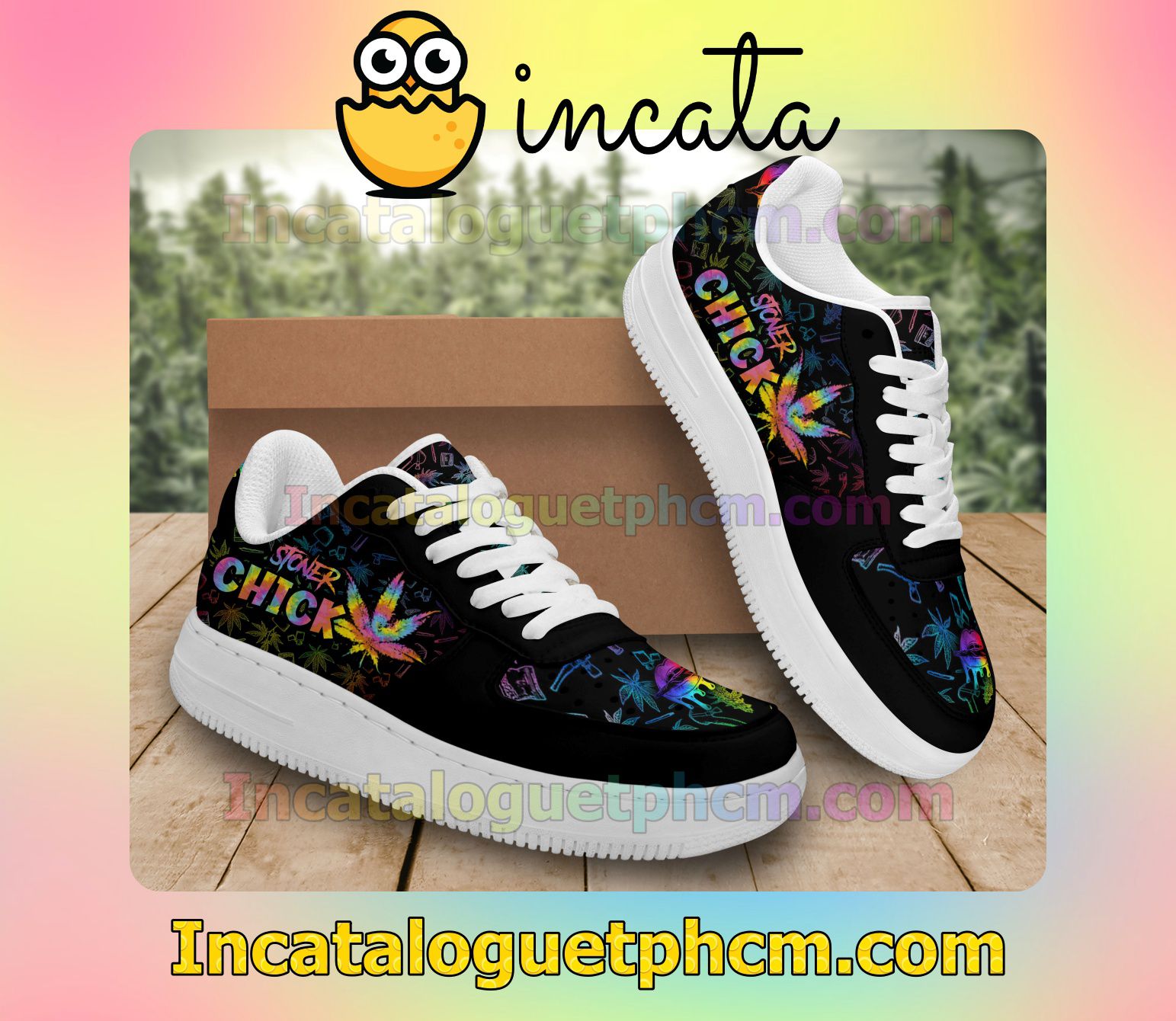 Very Good Quality Stoner Chick Colorful Cannabis Weed Nike Shoes Sneakers
