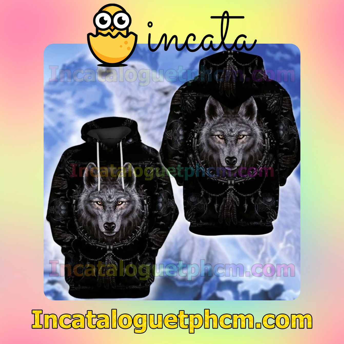Strong Scary Wolf Black Nike Zip Up Hoodie