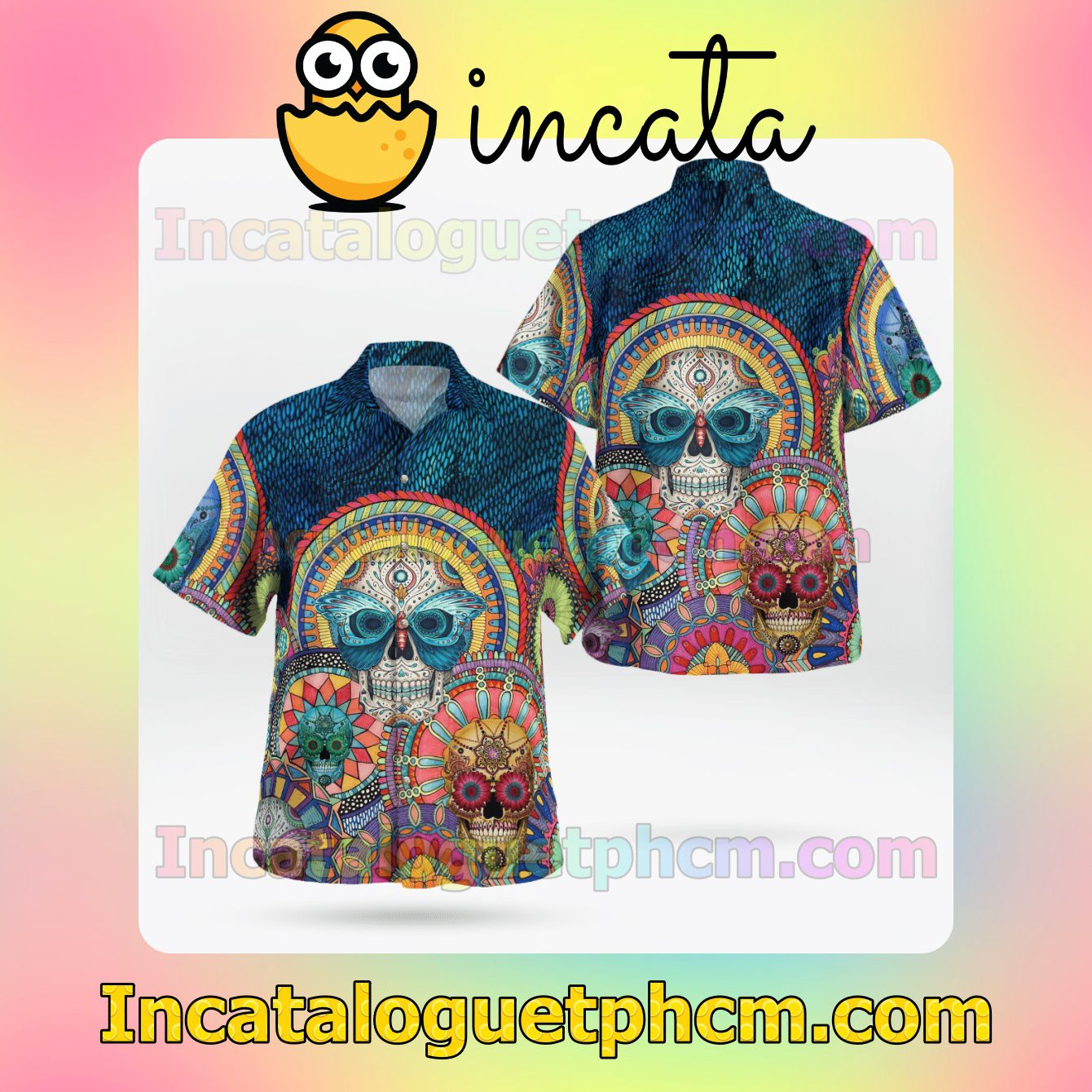 Sugar Skull Mandala Art Short Sleeve Shirts