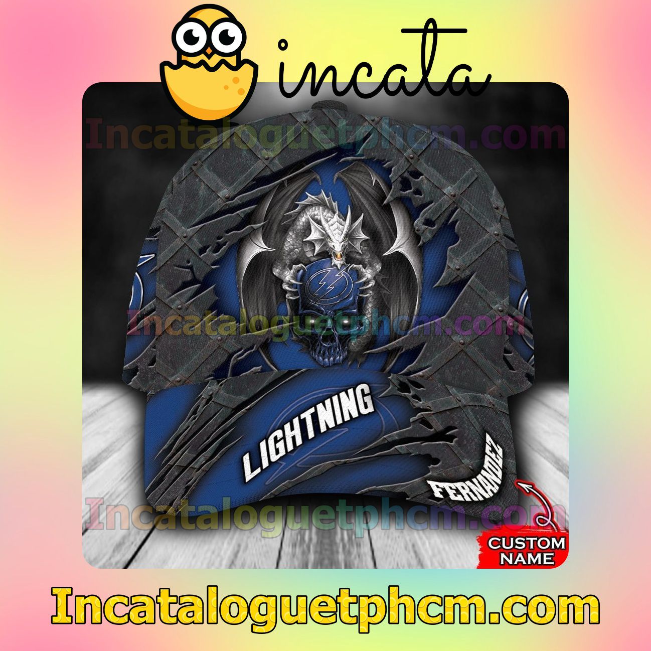 Unisex Tampa Bay Lightning Dragon Crack 3D NHL Customized Hat Caps