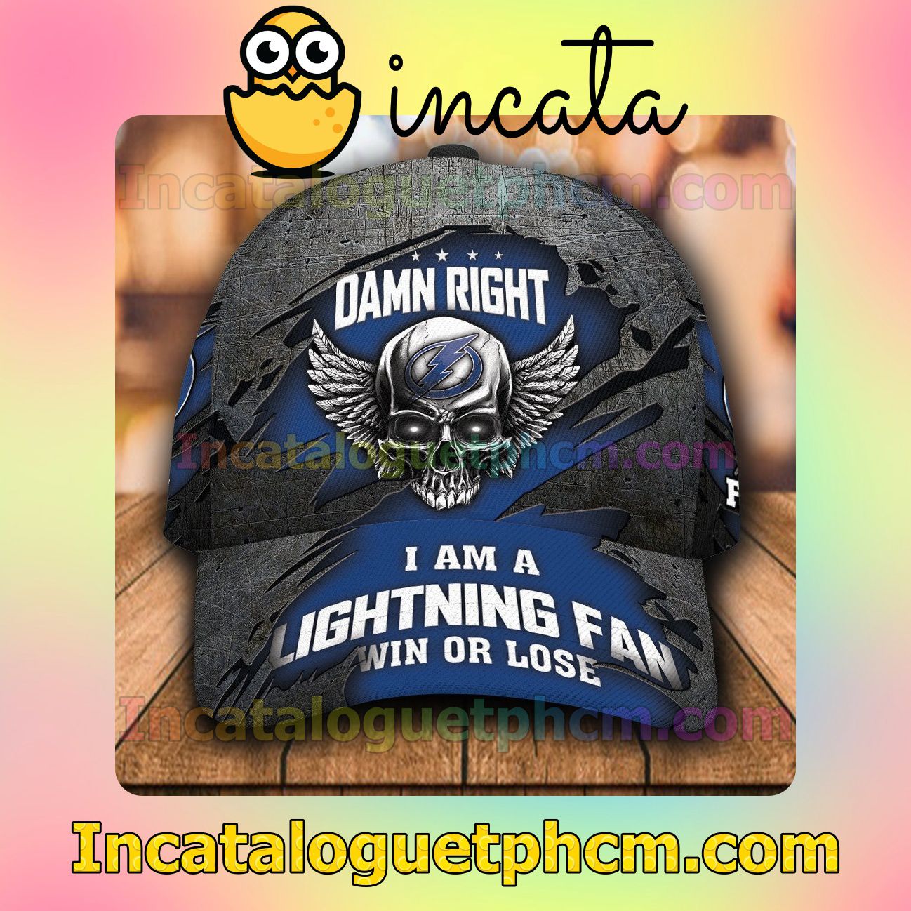 Top Rated Tampa Bay Lightning Skull Damn Right I Am A Fan Win Or Lose NHL Customized Hat Caps