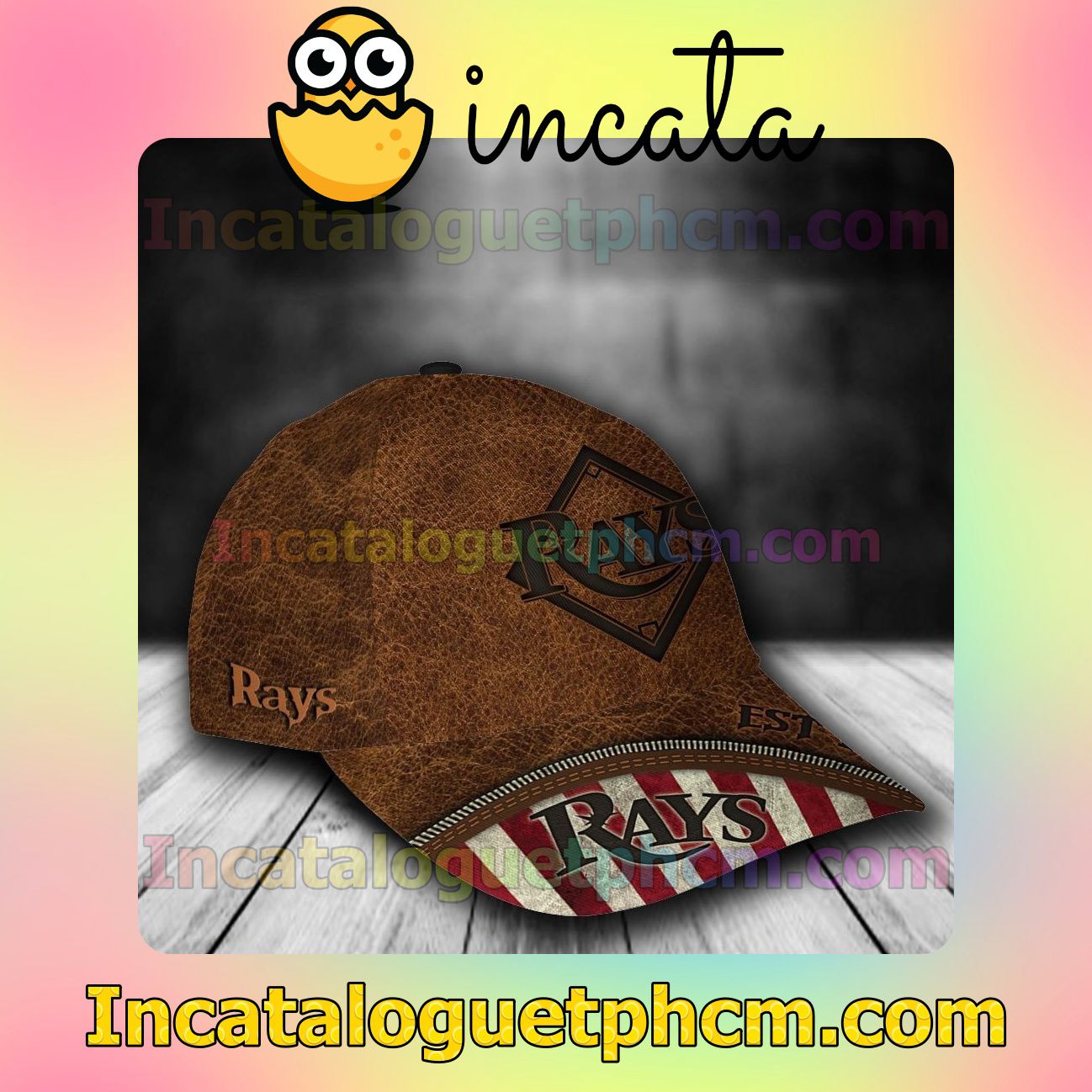 Vibrant Tampa Bay Rays Leather Zipper Print MLB Customized Hat Caps