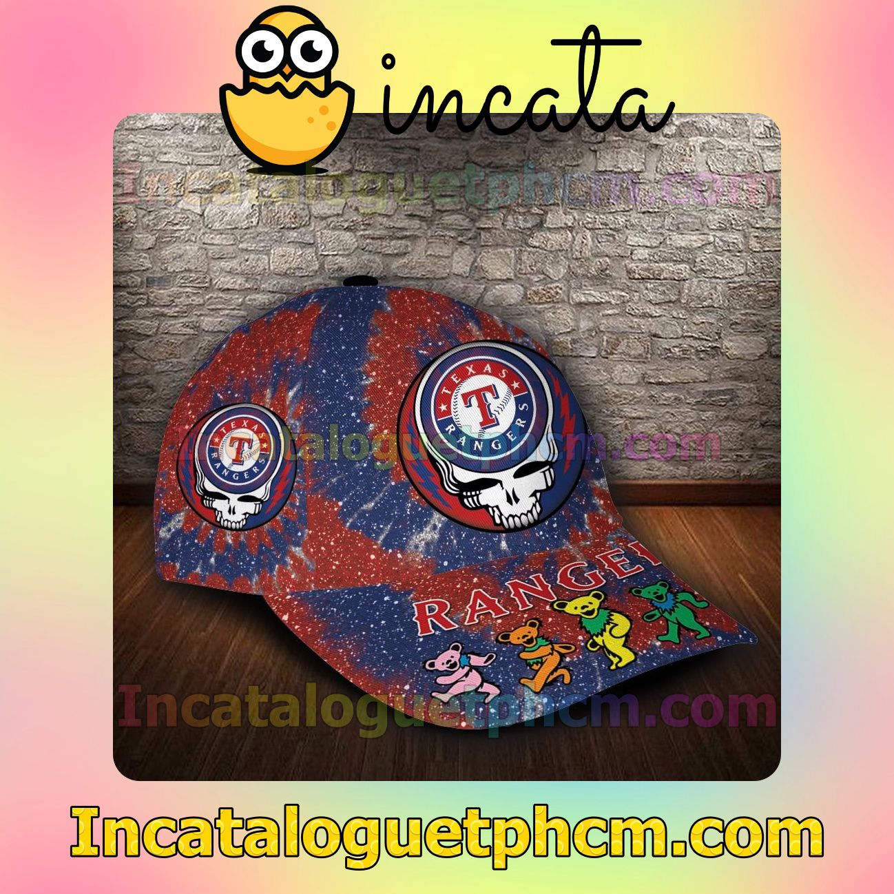 Near you Texas Rangers & Grateful Dead Band MLB Customized Hat Caps