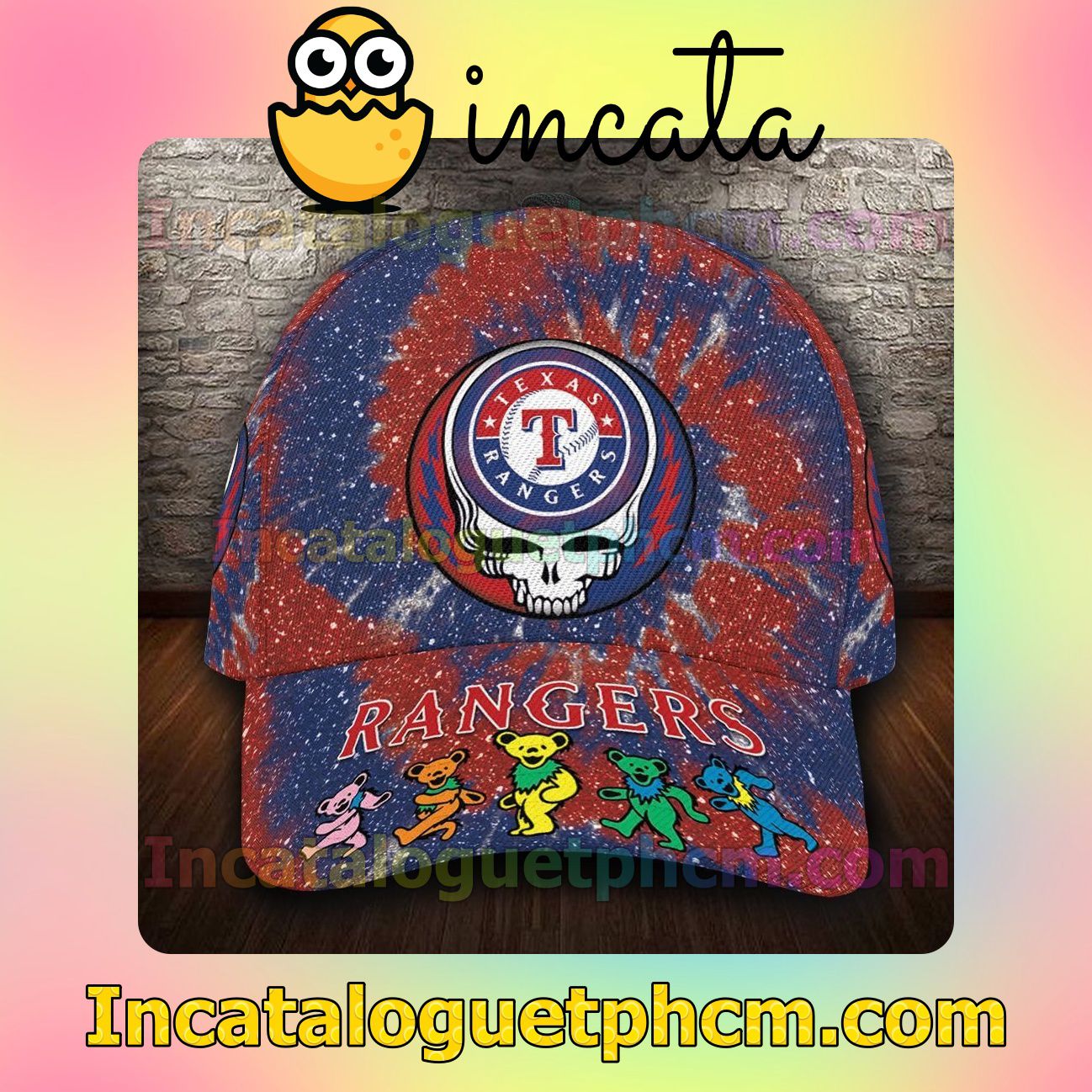 Texas Rangers & Grateful Dead Band MLB Customized Hat Caps