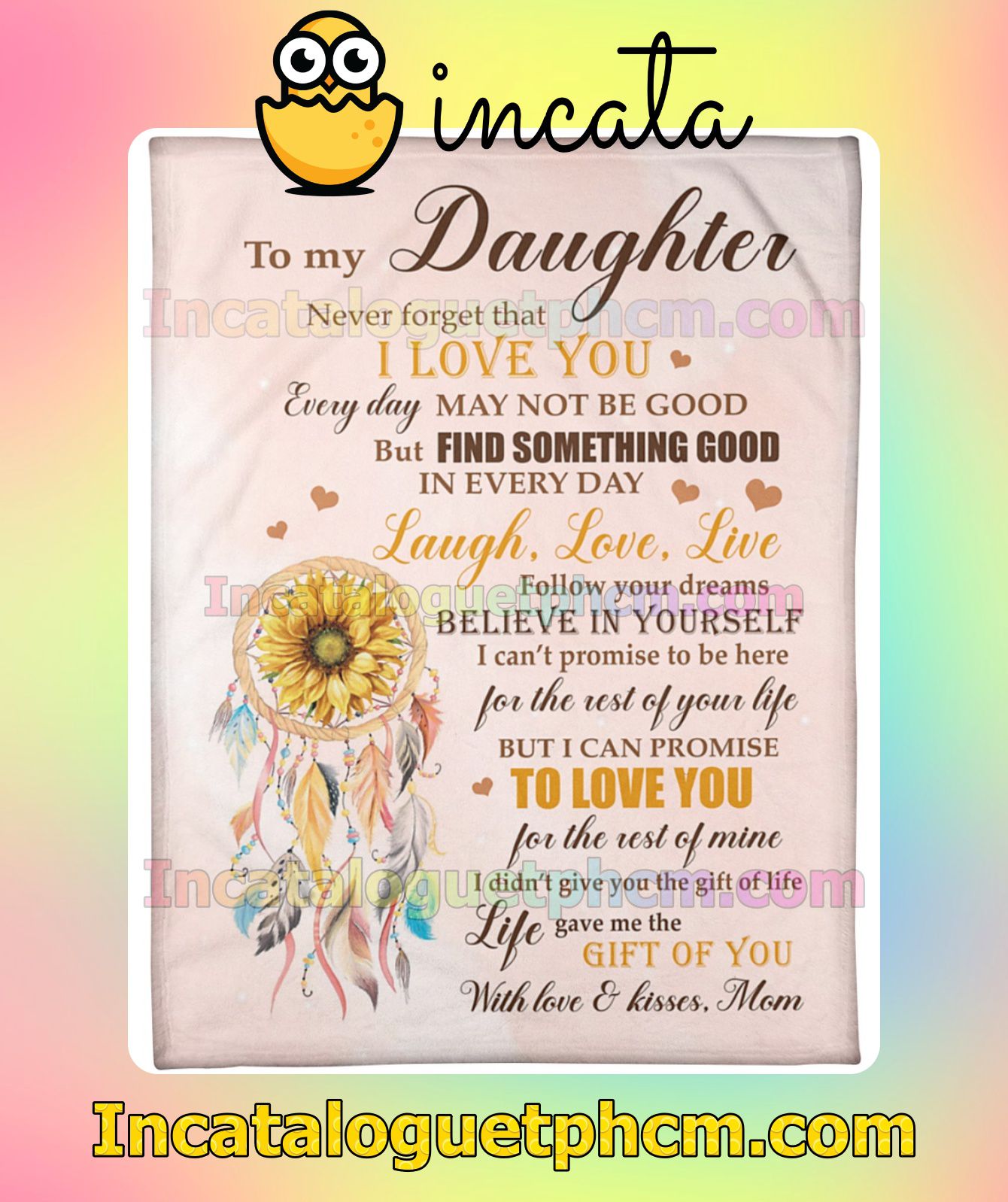 To My Daughter Never Forget That I Love You Sunflower Dreamcatcher Weighted Blanket