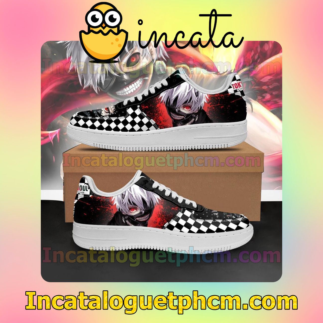 Tokyo Ghoul Kaneki Checkerboard Anime Nike Low Shoes Sneakers