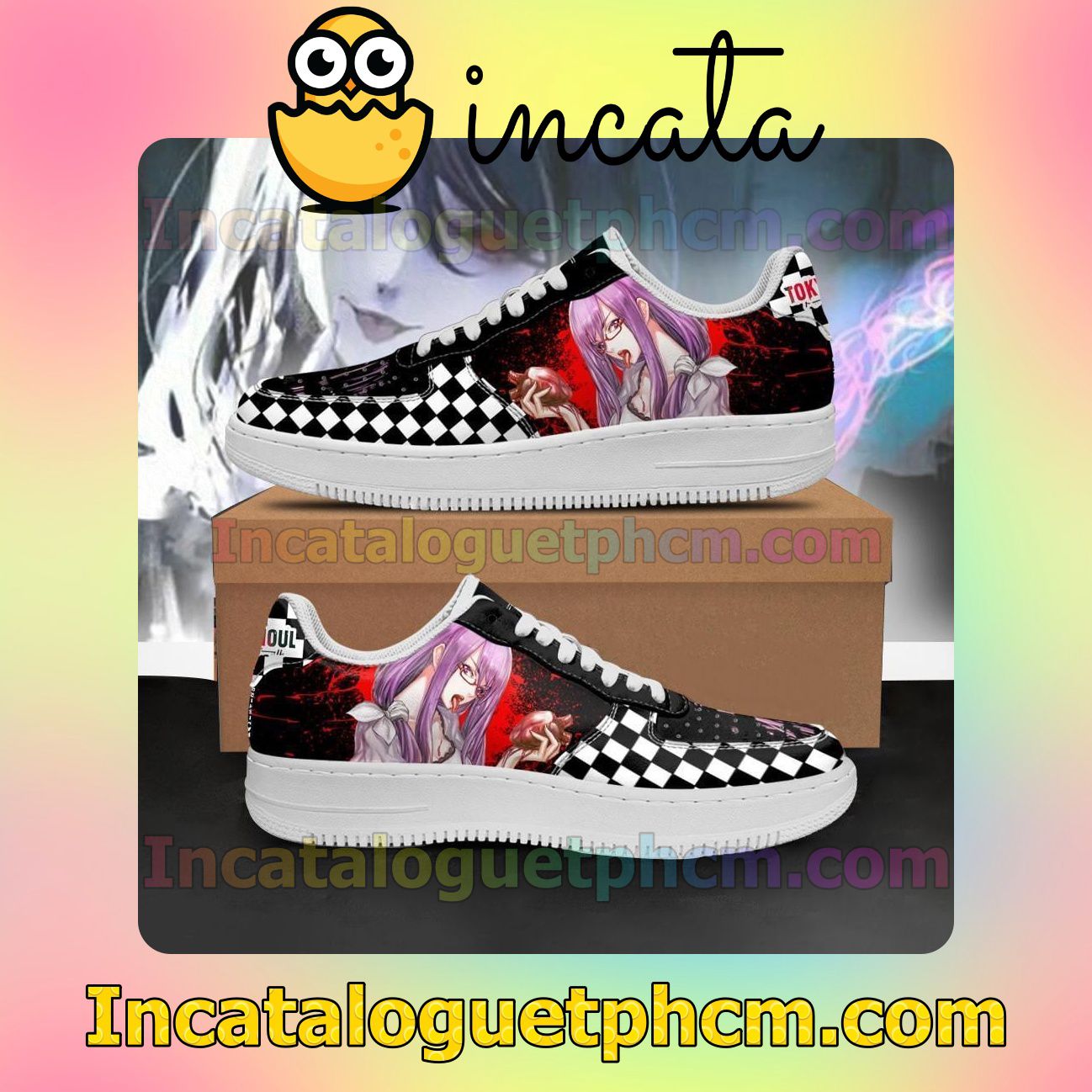 Tokyo Ghoul Rize Checkerboard Anime Nike Low Shoes Sneakers