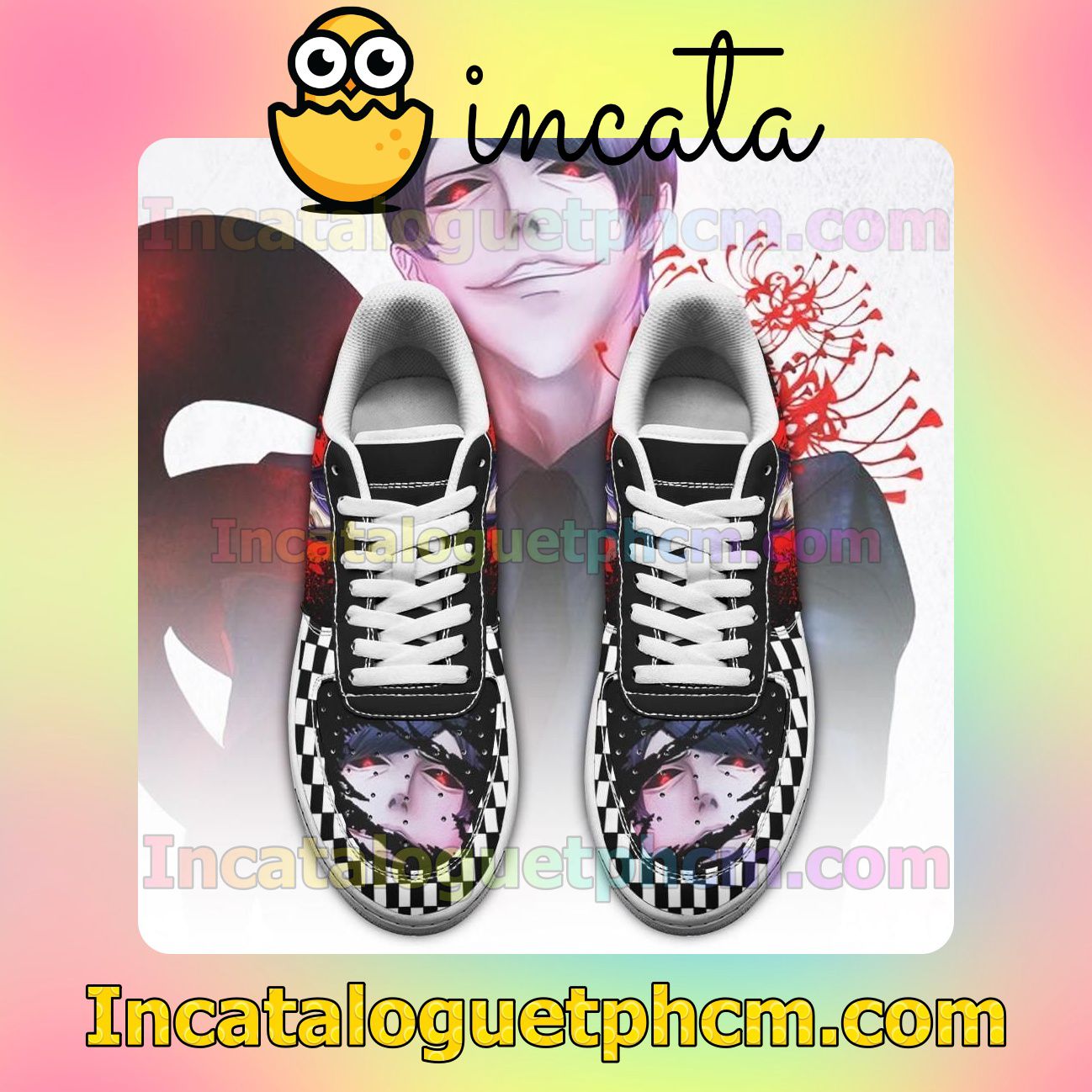 Us Store Tokyo Ghoul Tsukiyama Checkerboard Anime Nike Low Shoes Sneakers
