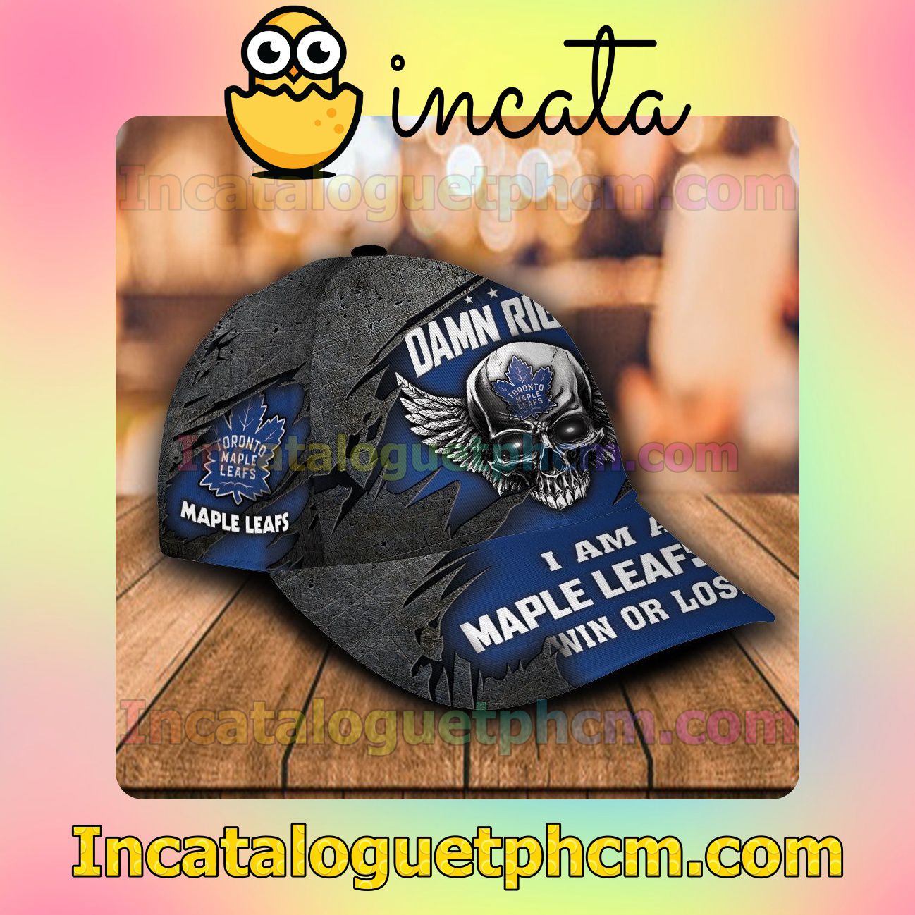 Free Ship Toronto Maple Leafs Skull Damn Right I Am A Fan Win Or Lose NHL Customized Hat Caps