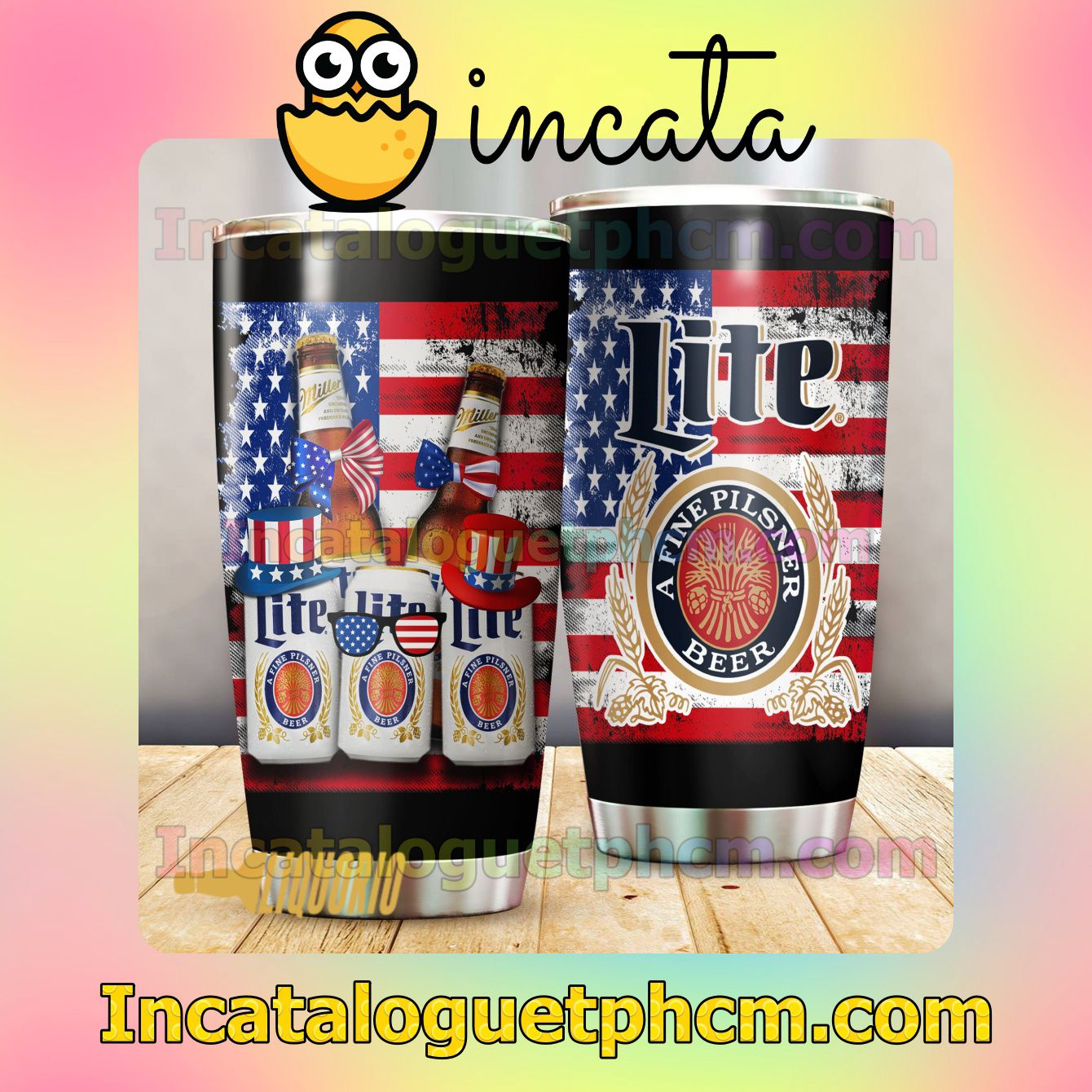 USA Flag Lite Beer Tumbler Design Gift For Mom Sister