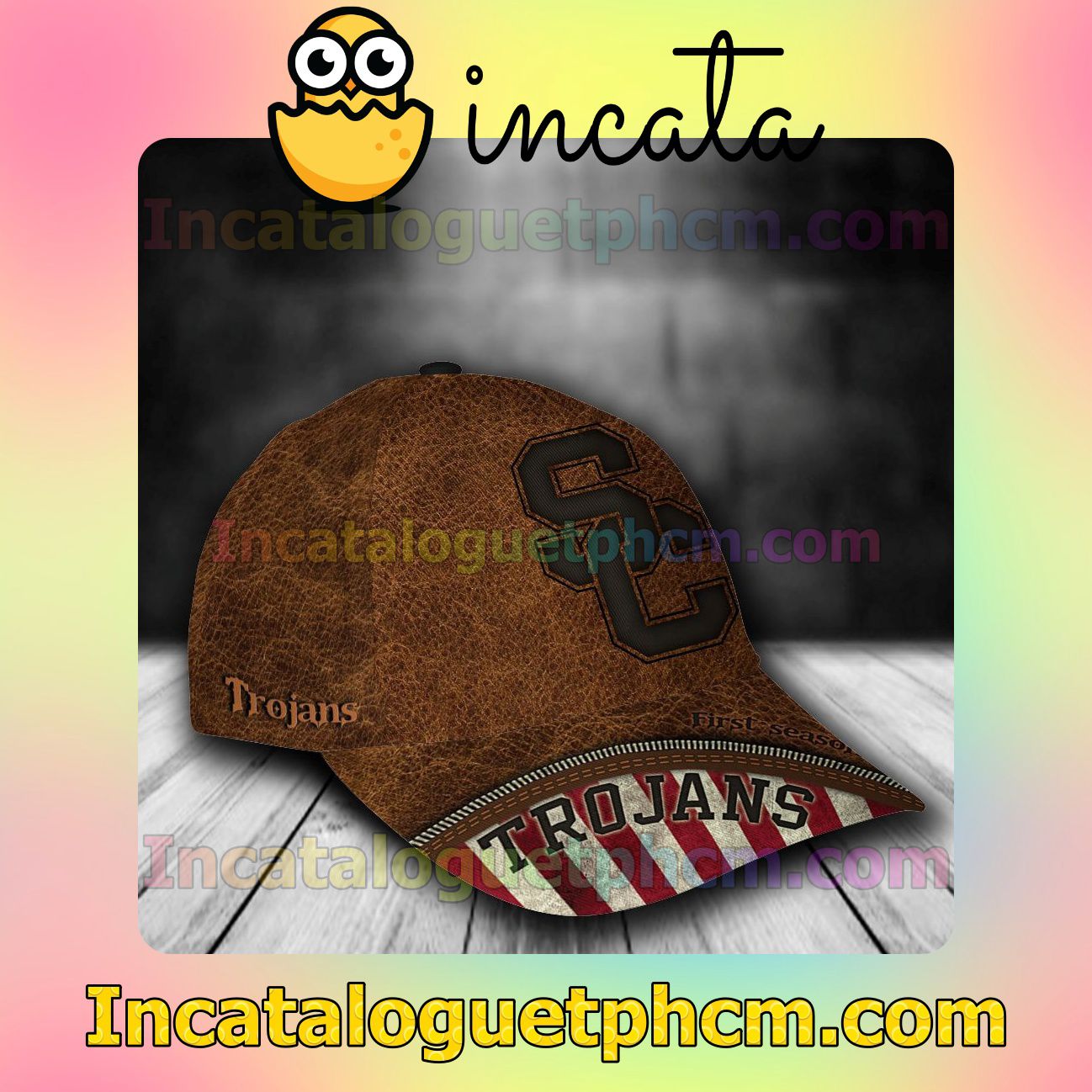 Nice USC Trojans Leather Zipper Print Customized Hat Caps
