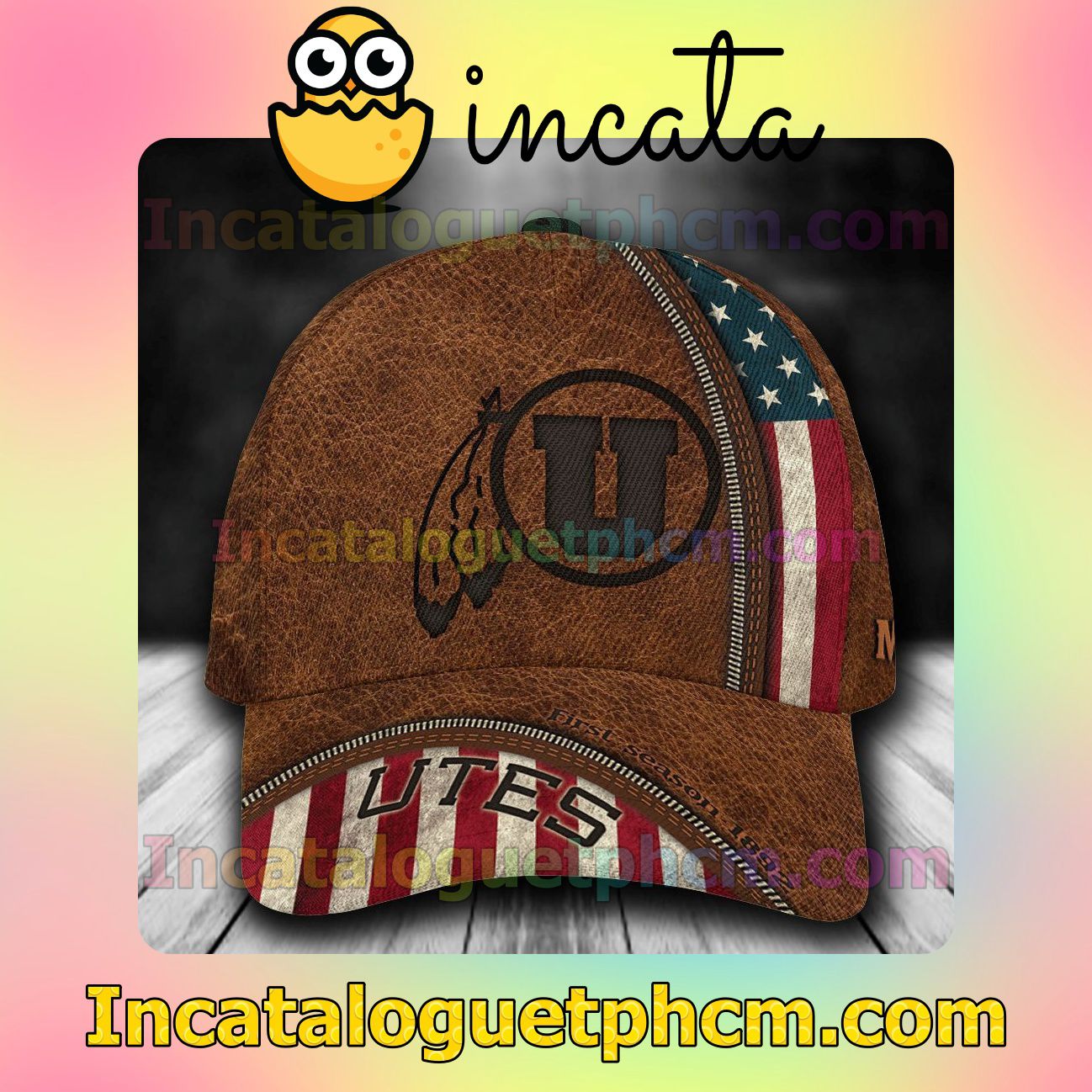 Only For Fan Utah Utes Leather Zipper Print Customized Hat Caps