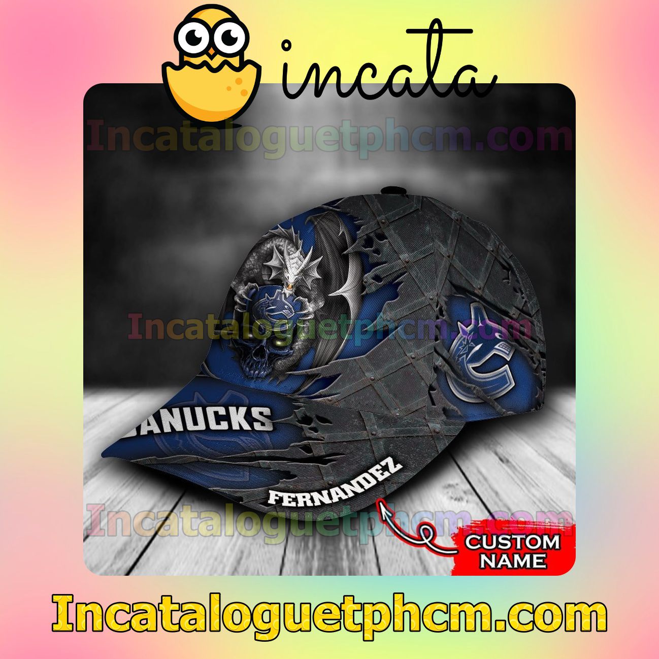 Near you Vancouver Canucks Dragon Crack 3D NHL Customized Hat Caps