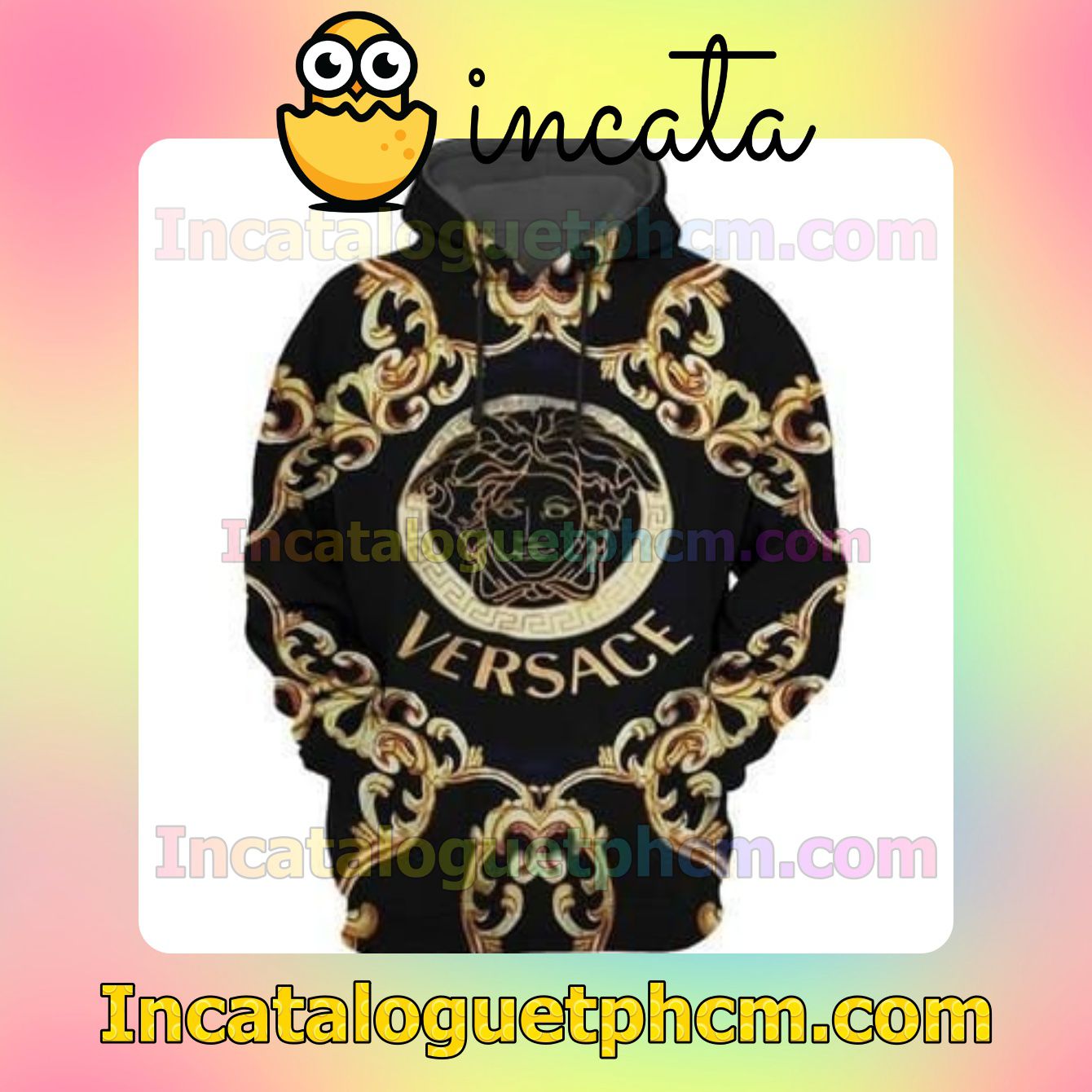 Versace Medusa Logo Baroque Black Gold Nike Zip Up Hoodie
