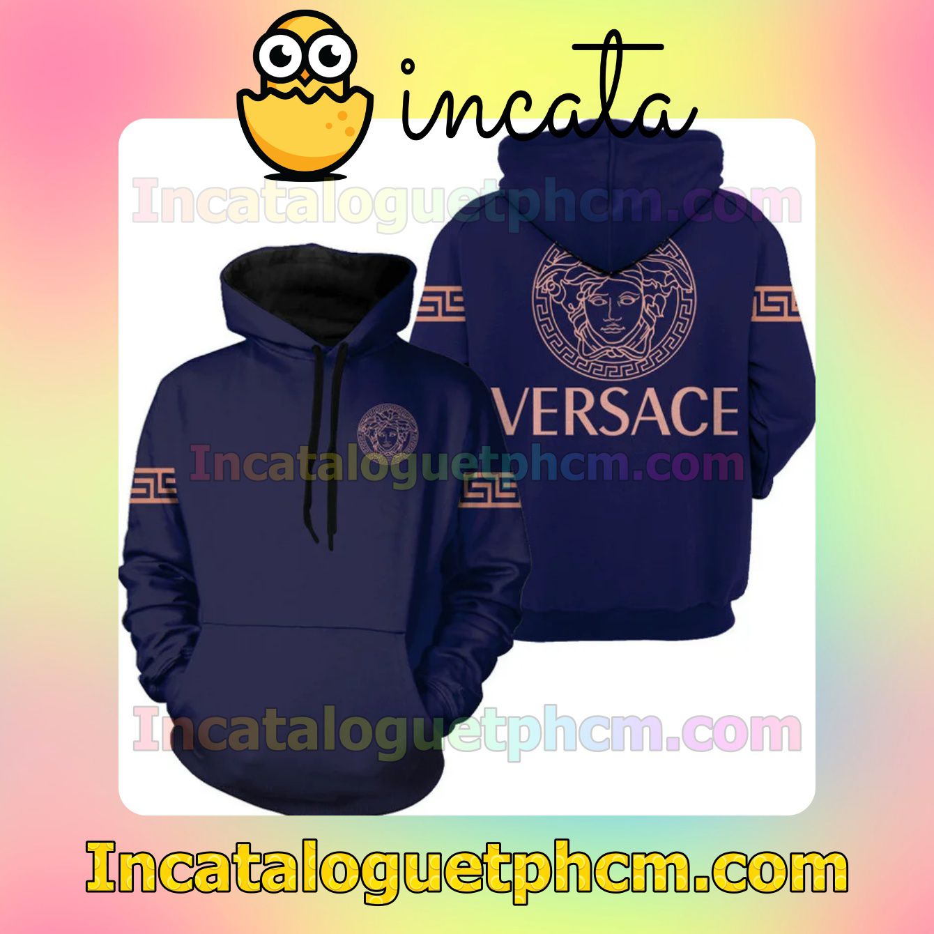 Versace Medusa Logo Luxury Brand Navy Nike Zip Up Hoodie