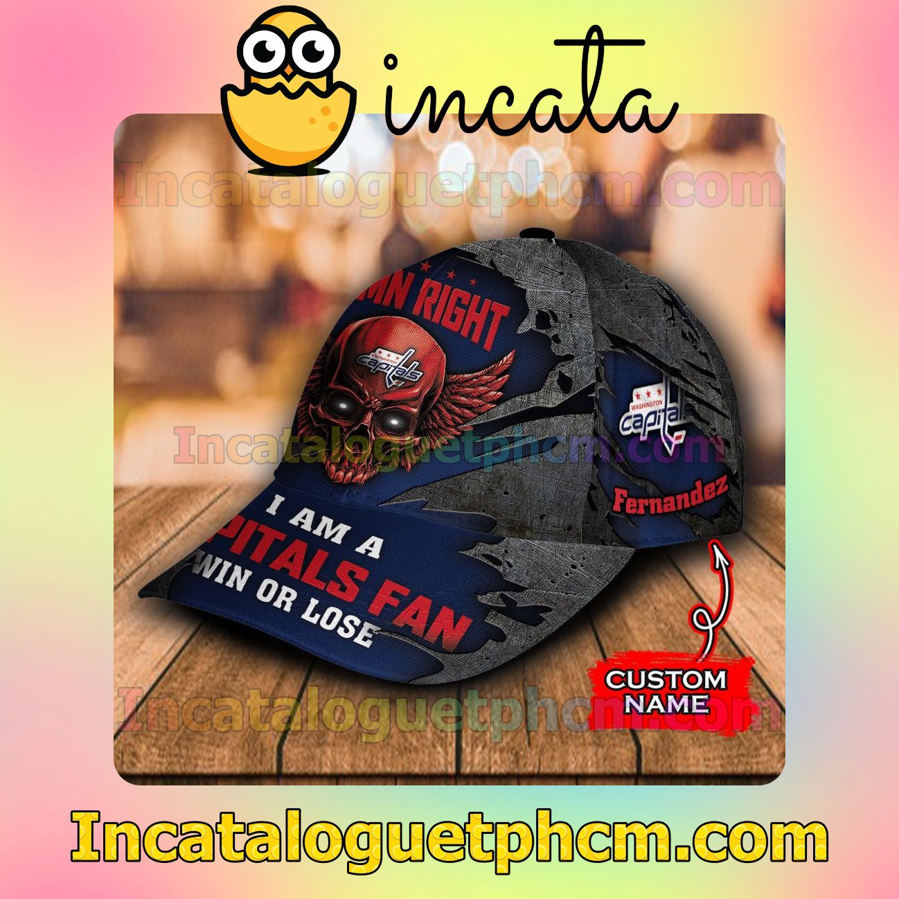 Top Rated Washington Capitals Skull Damn Right I Am A Fan Win Or Lose NHL Customized Hat Caps