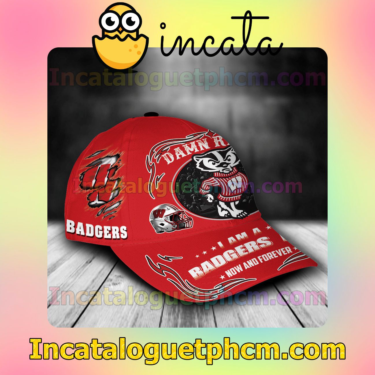 Absolutely Love Wisconsin Badgers Mascot NCAA Customized Hat Caps