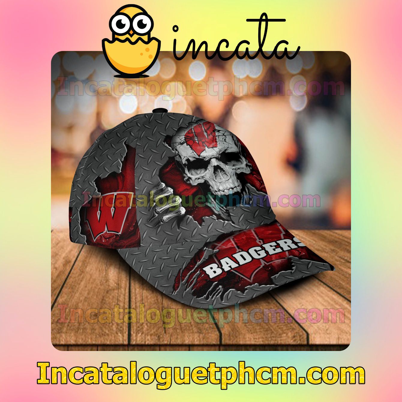 Where To Buy Wisconsin Badgers SKULL NCAA Customized Hat Caps
